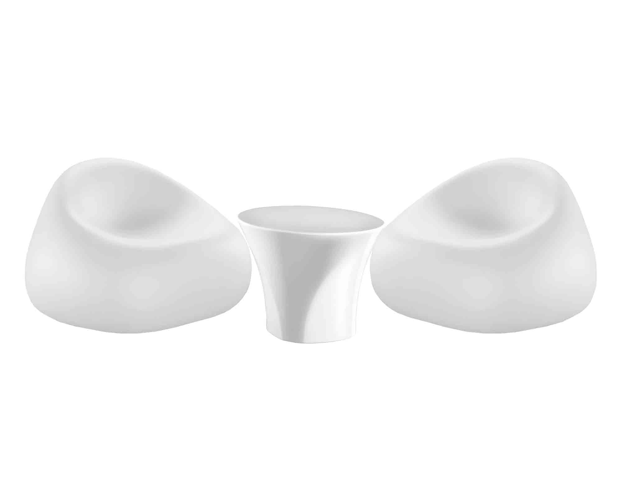 Set Salotto Gumball con 2 Poltrone e Tavolino Bianco in Polipropilene - immagine 2