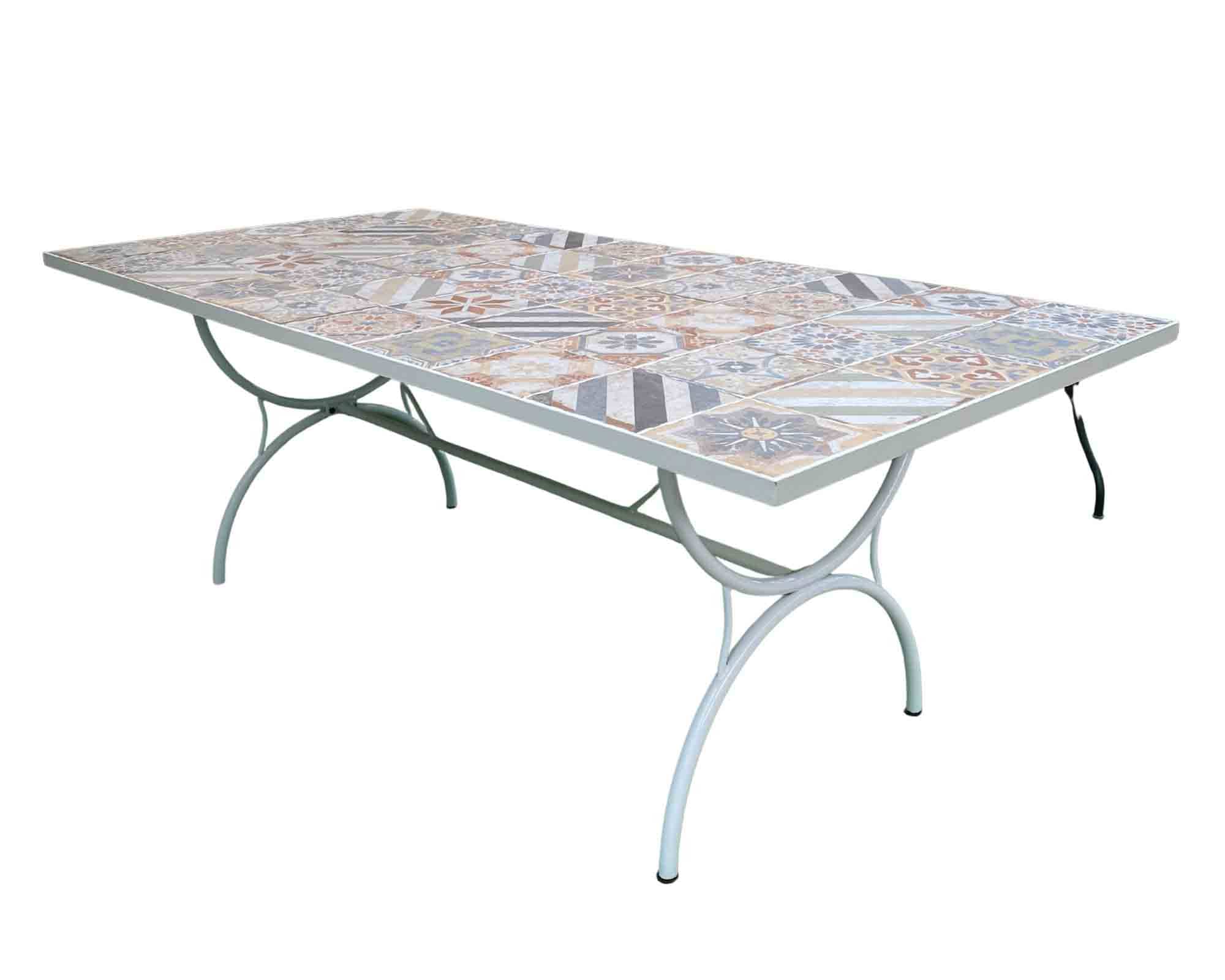 Set Pranzo Tavolo Bianco 100x200 + 4 Poltrone Santorini Nero in Ferro e Ceramica - immagine 3