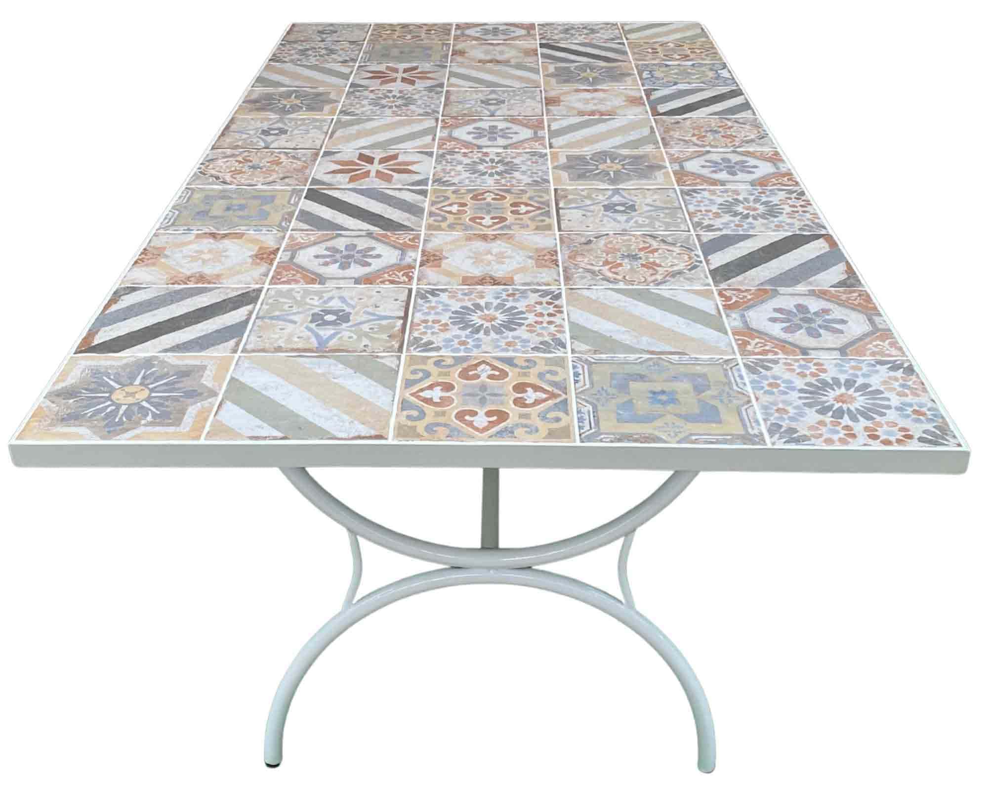 Set Pranzo Tavolo Bianco 100x200 + 4 Poltrone Santorini Nero in Ferro e Ceramica - immagine 2