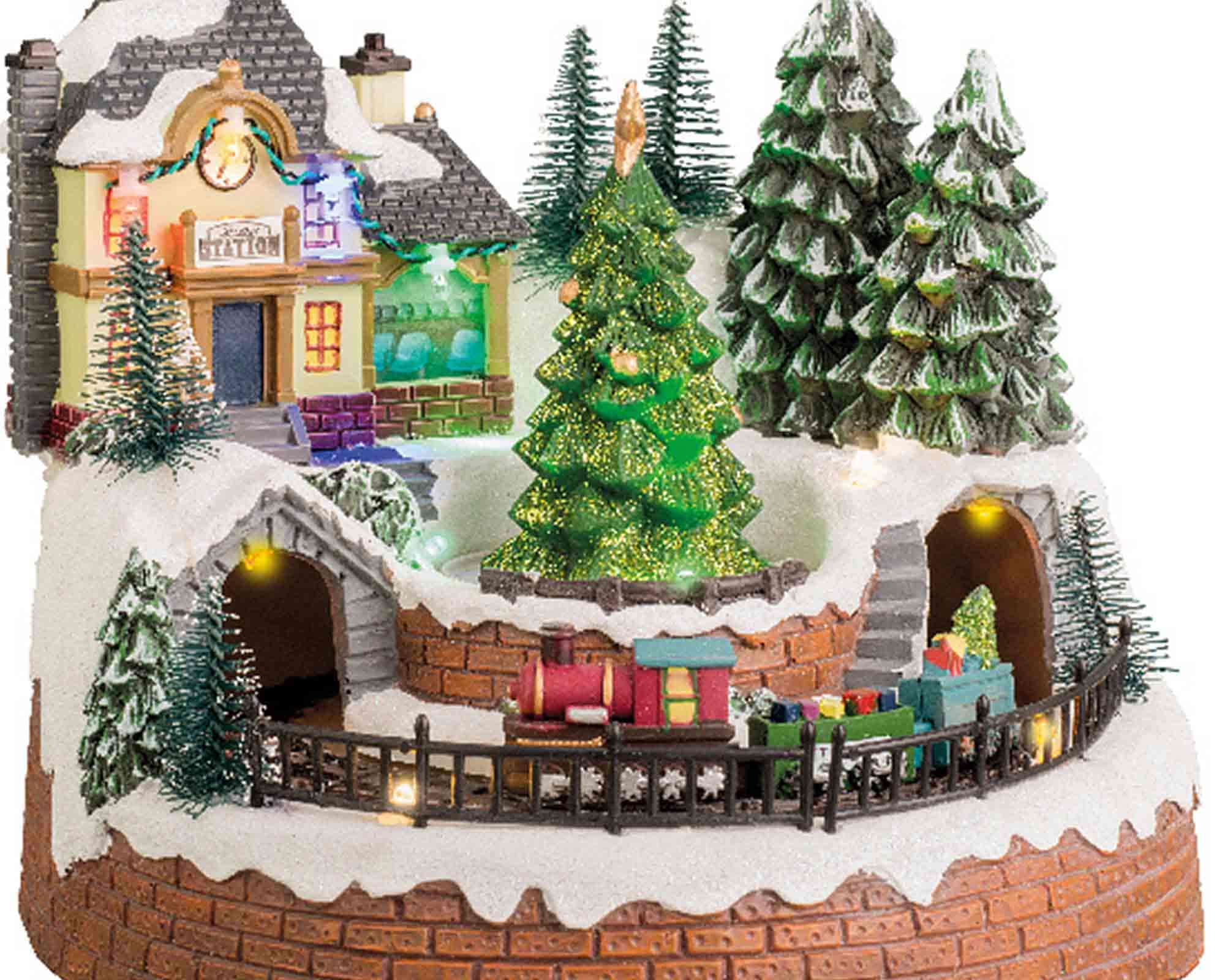 Villaggio Nordico in Movimento con Ferrovia 18,5x19,5x16,5cm in Plastica - immagine 2