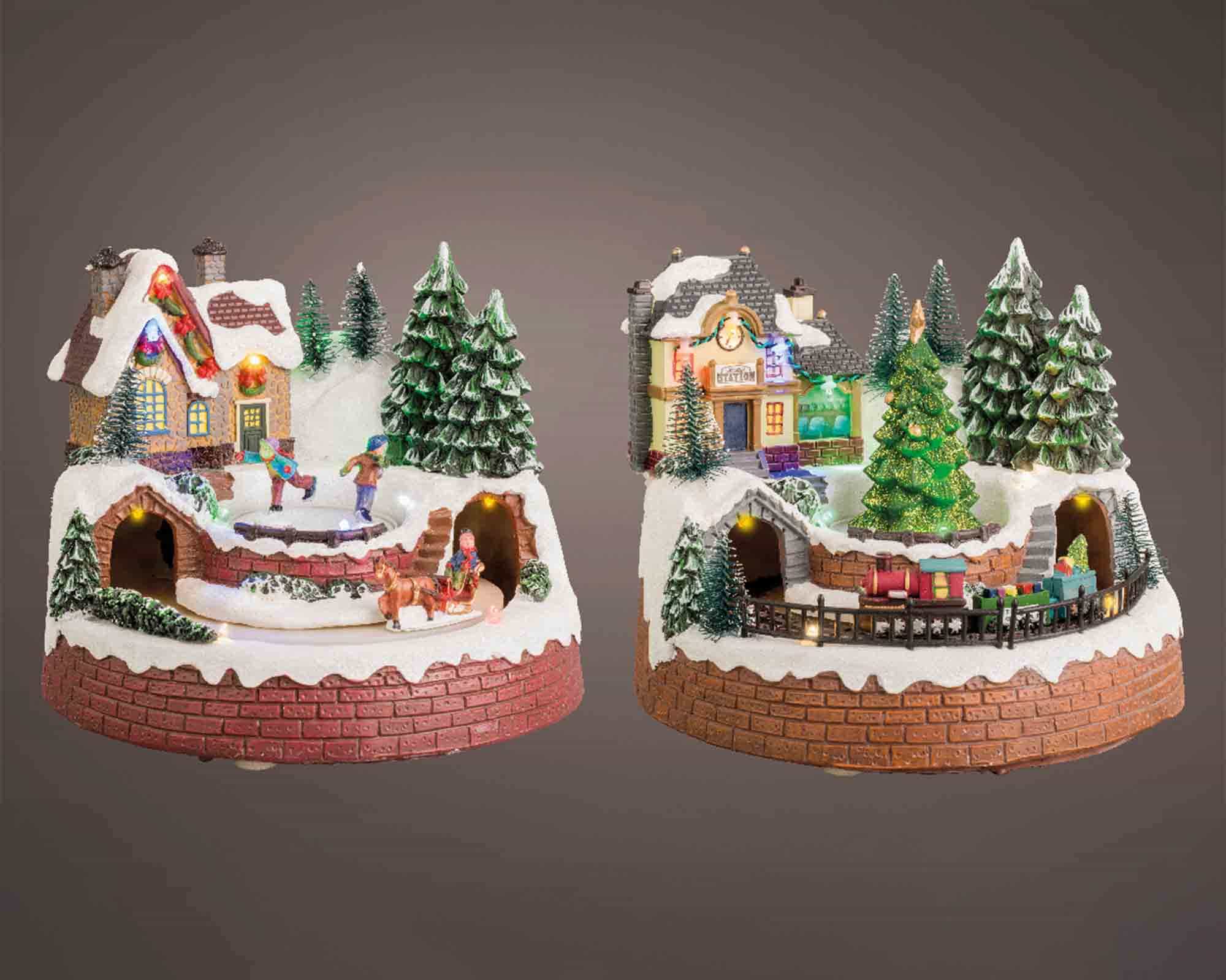 Villaggio Nordico in Movimento con Ferrovia 18,5x19,5x16,5cm in Plastica - immagine 3