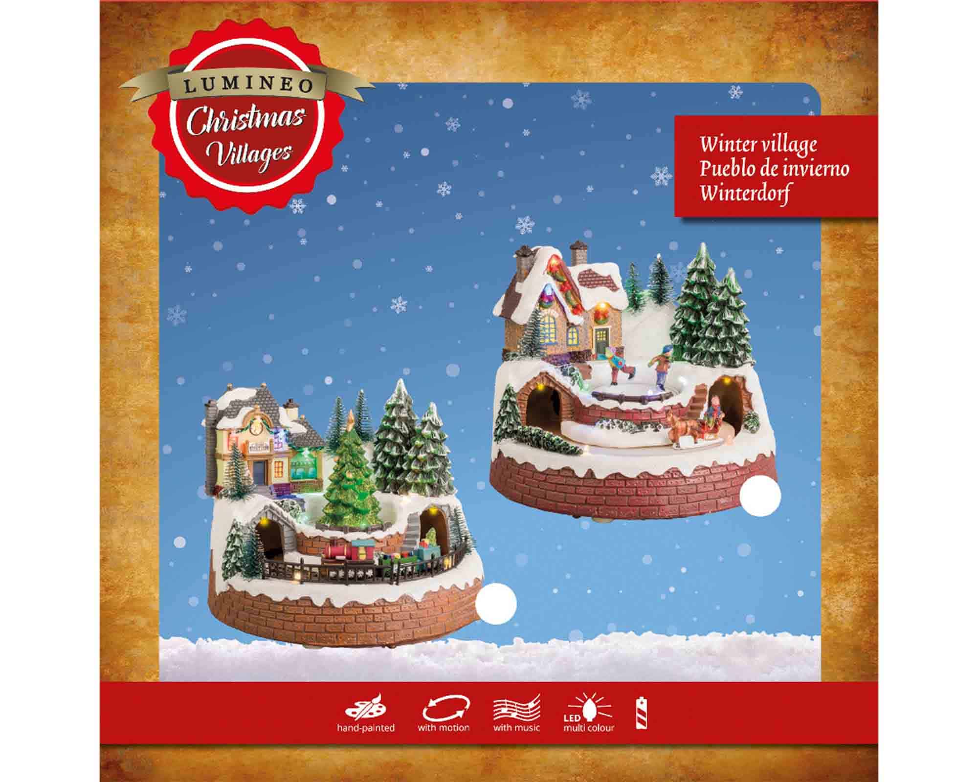 Villaggio Nordico in Movimento con Ferrovia 18,5x19,5x16,5cm in Plastica - immagine 4