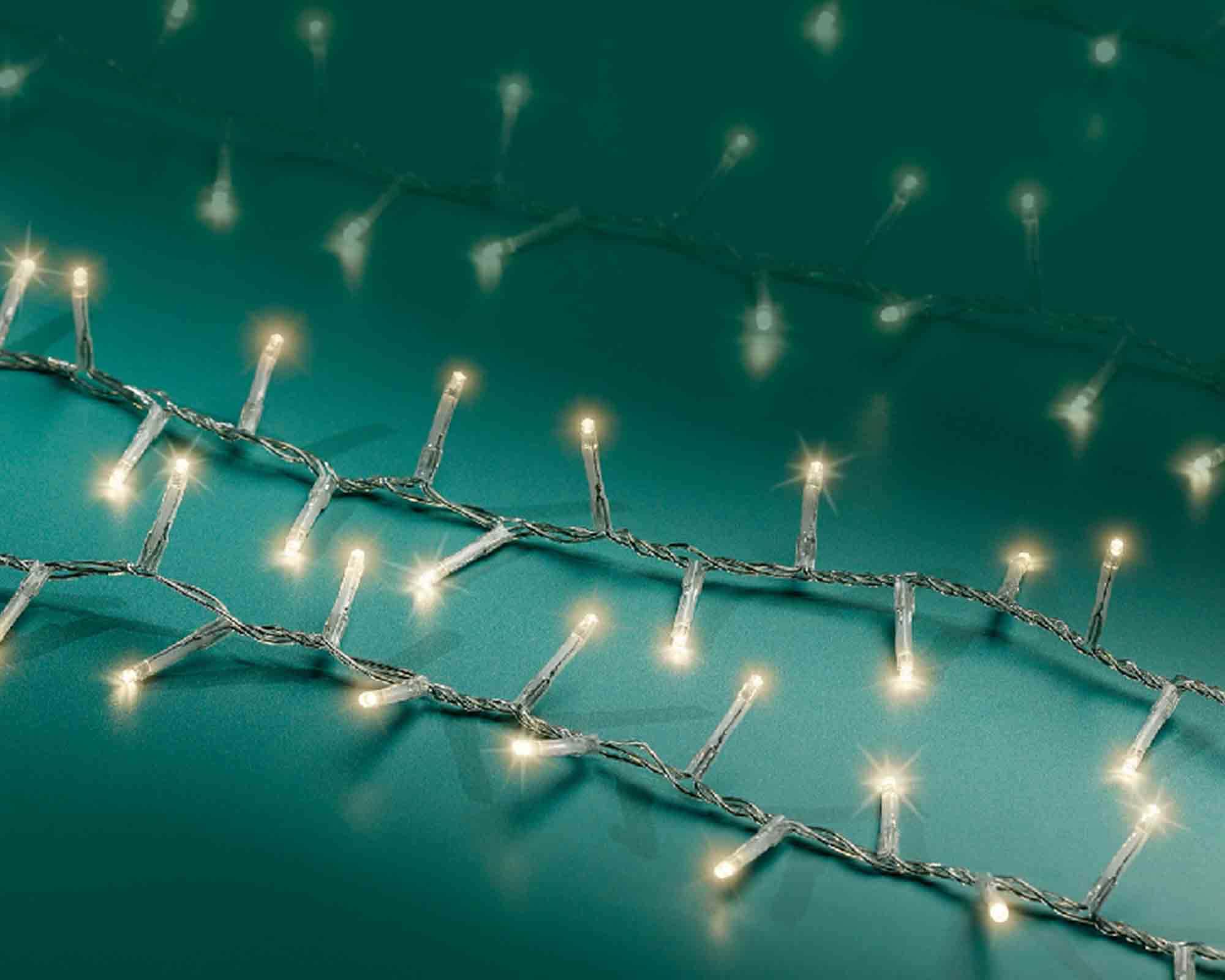 Catena Luci 500 LED per Interno ed Esterno Cavo Trasparente e Bianco Luce Calda 1100cm - immagine 5