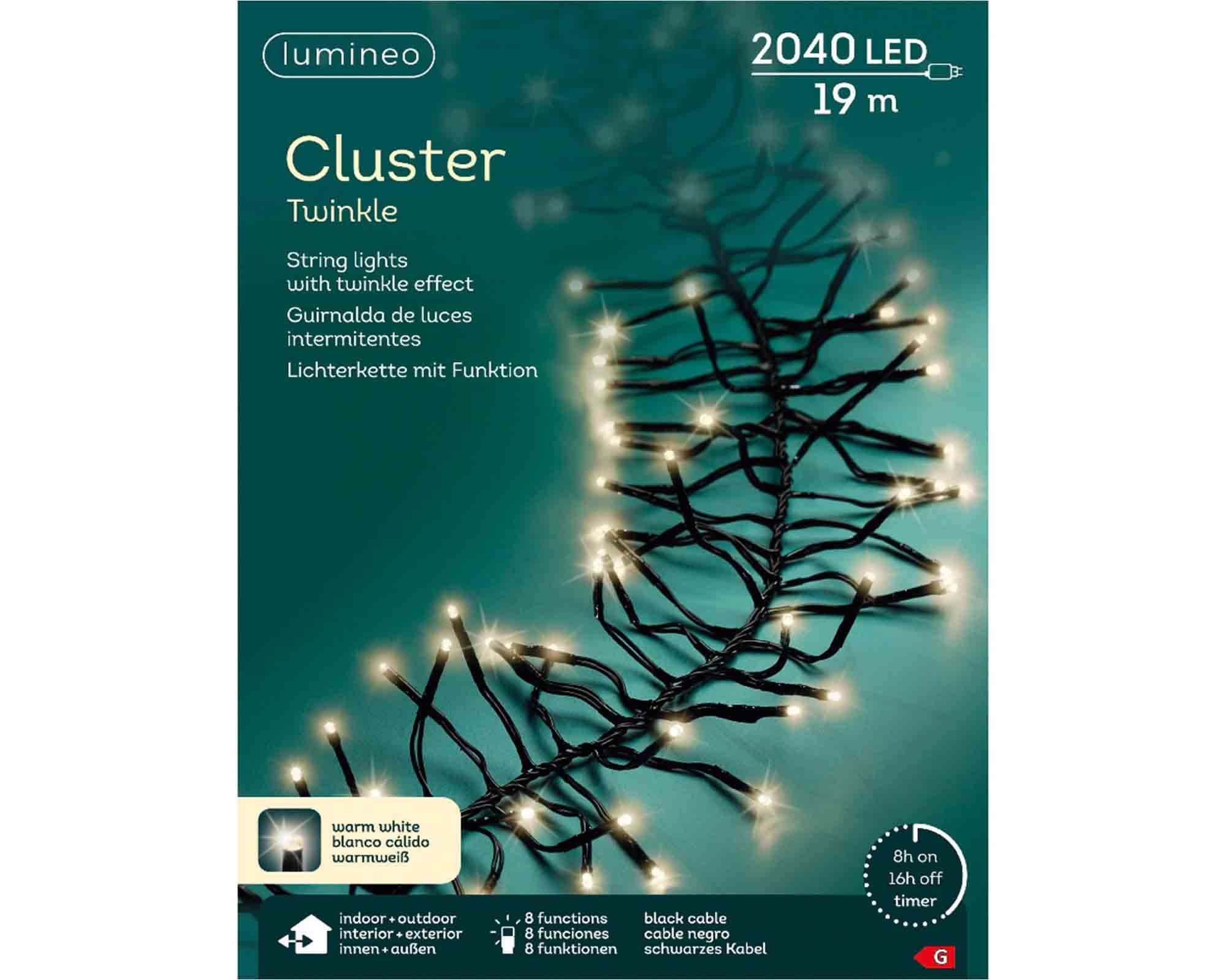Catena Luci 2040 LED per Interno ed Esterno Cavo Nero e Bianco 1900cm in PVC - immagine 7