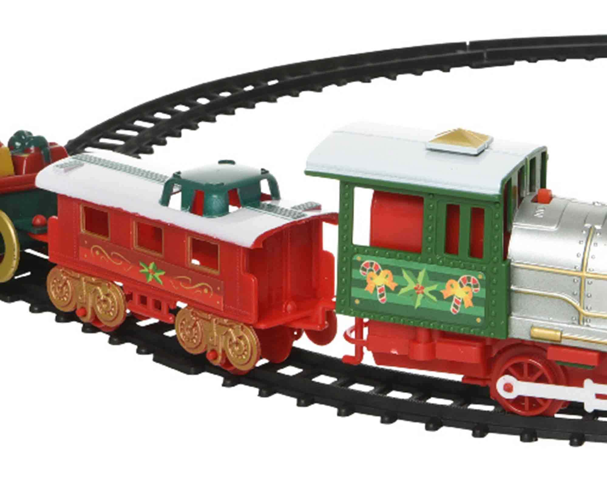 Trenino con Pista Lungo Led Multicolore 39x5x30cm in Resina - immagine 2