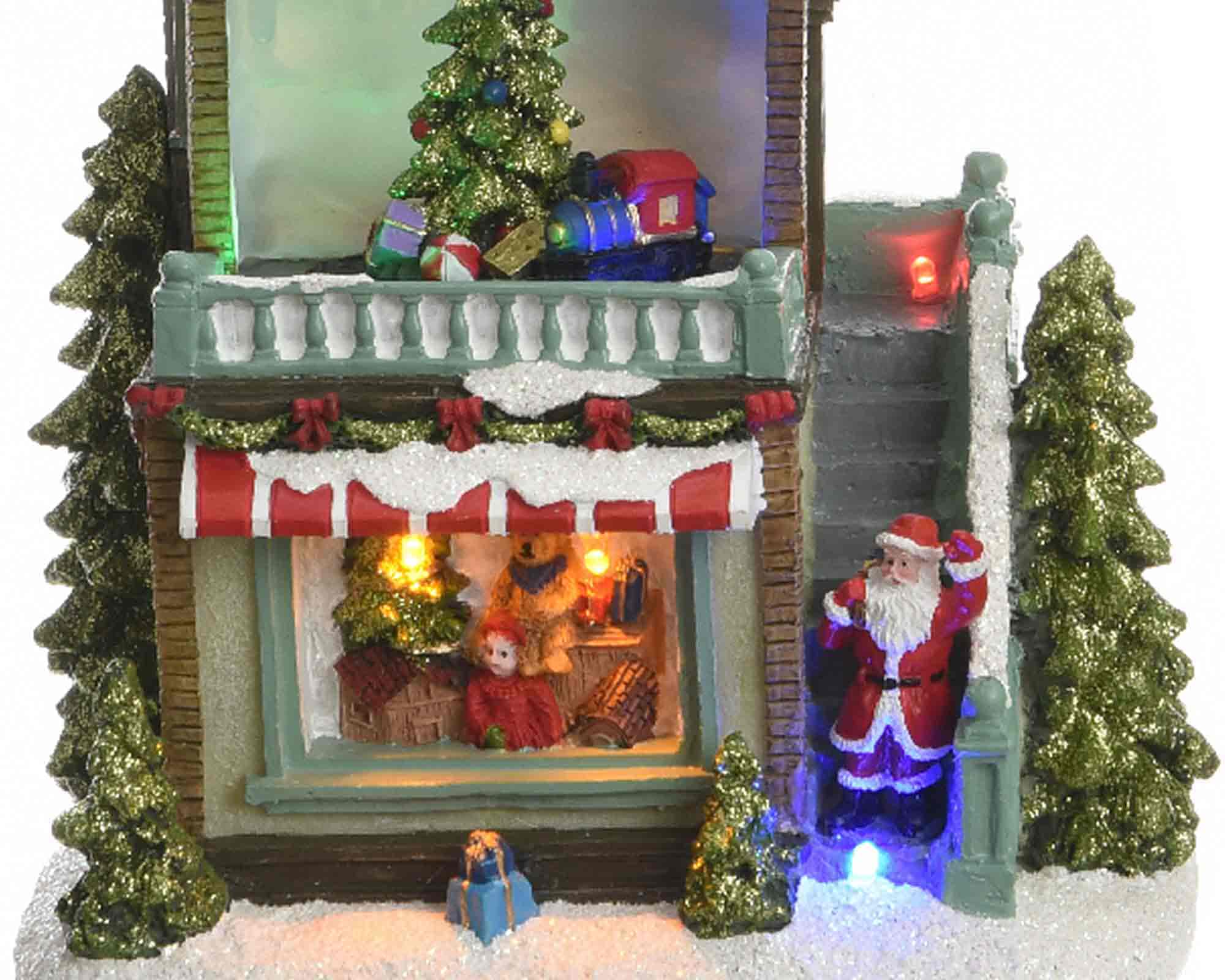 Villaggio Nordico in Movimento con Casette Innevate e Led Assortite Multicolore in Resina - immagine 5