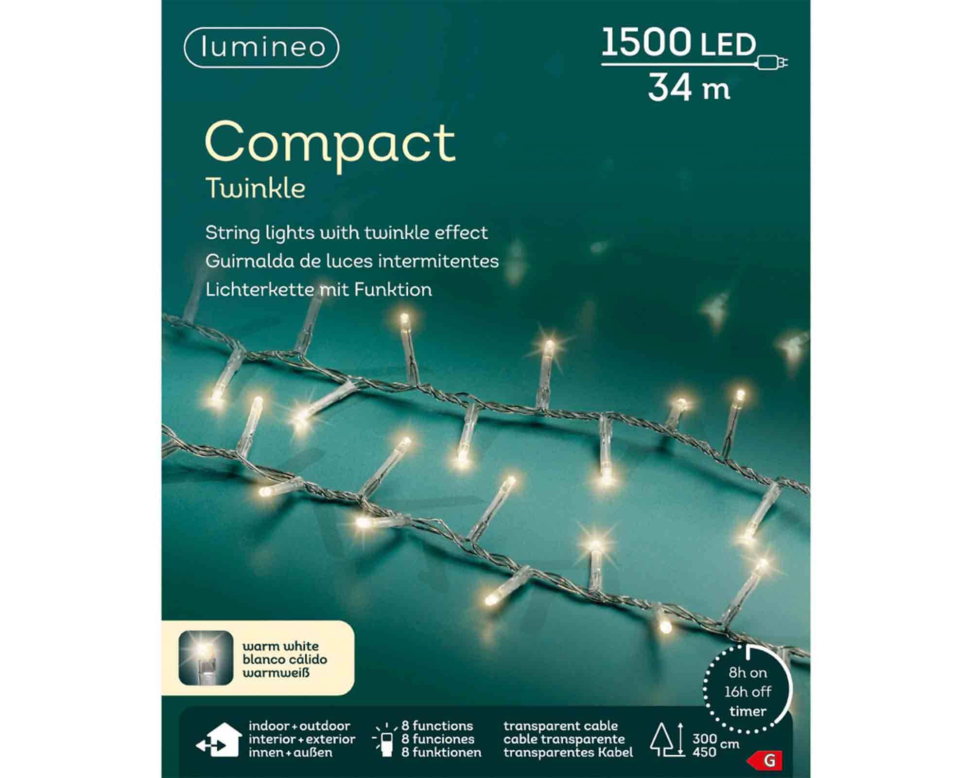 Catena Luci 1500 LED per Interno ed Esterno Cavo Trasparente e Bianco 3400cm in PVC - immagine 6