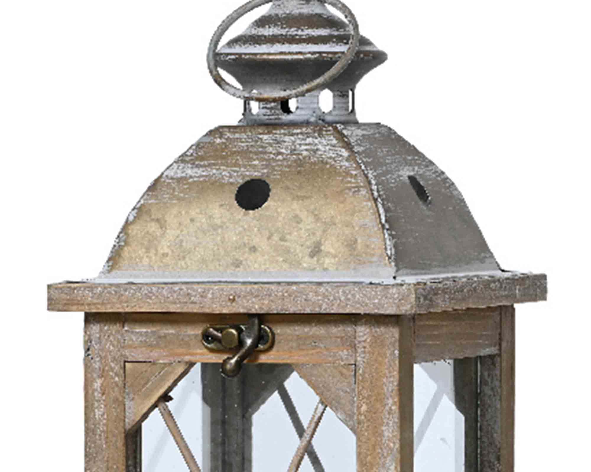 Lanterna Decorativa Assortita 14x14x31h in Legno di Abete - immagine 2