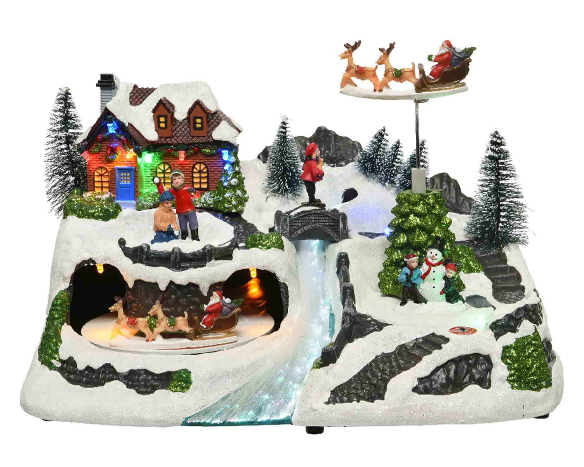 Villaggio Nordico in Movimento con Casa sul Fiume e Led in Resina