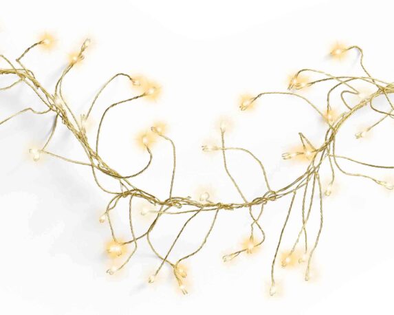 Catena Microled 960 Luci Calda Cavo Oro e Bianco 600cm in PVC