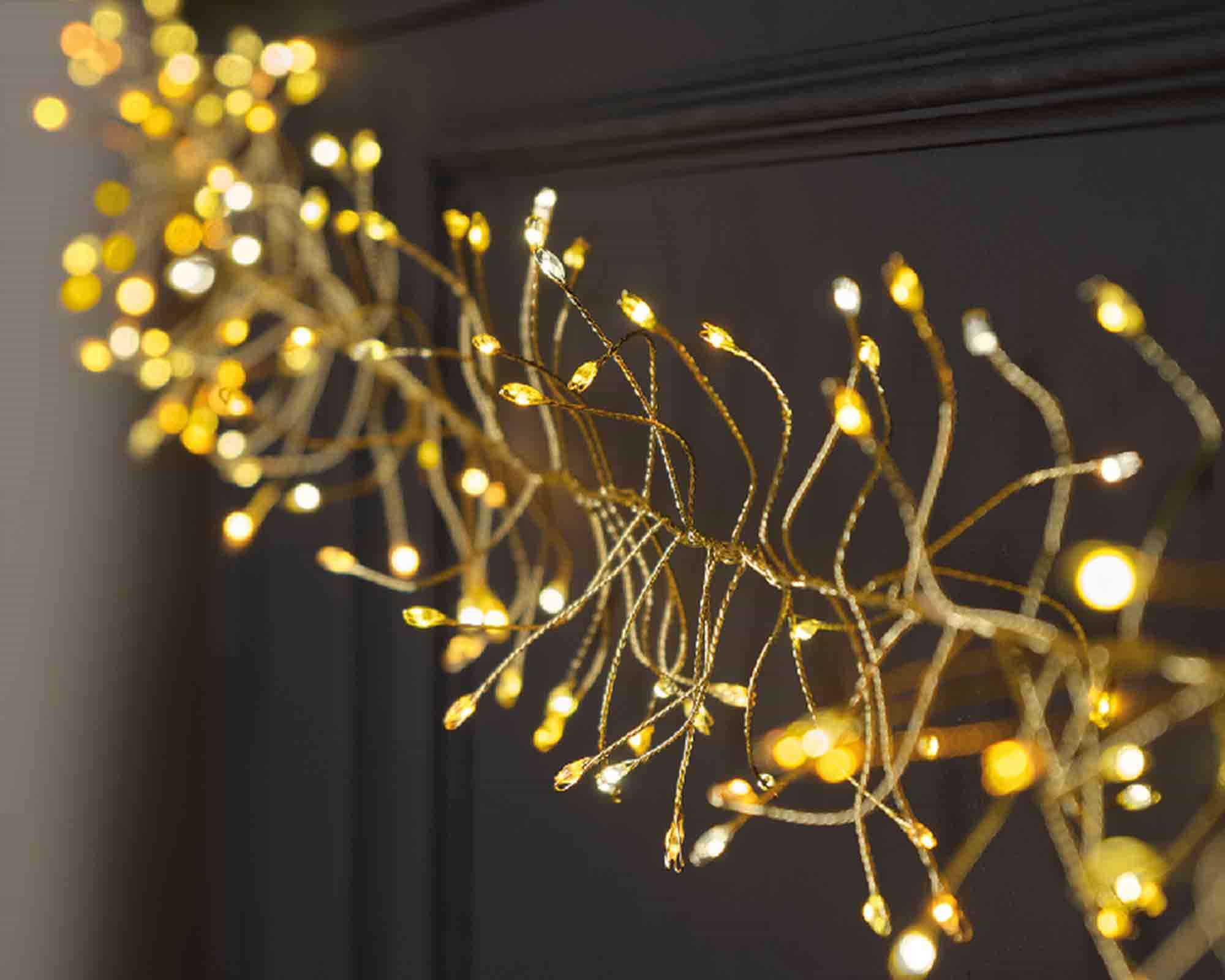 Catena Microled 960 Luci Calda Cavo Oro e Bianco 600cm in PVC - immagine 4