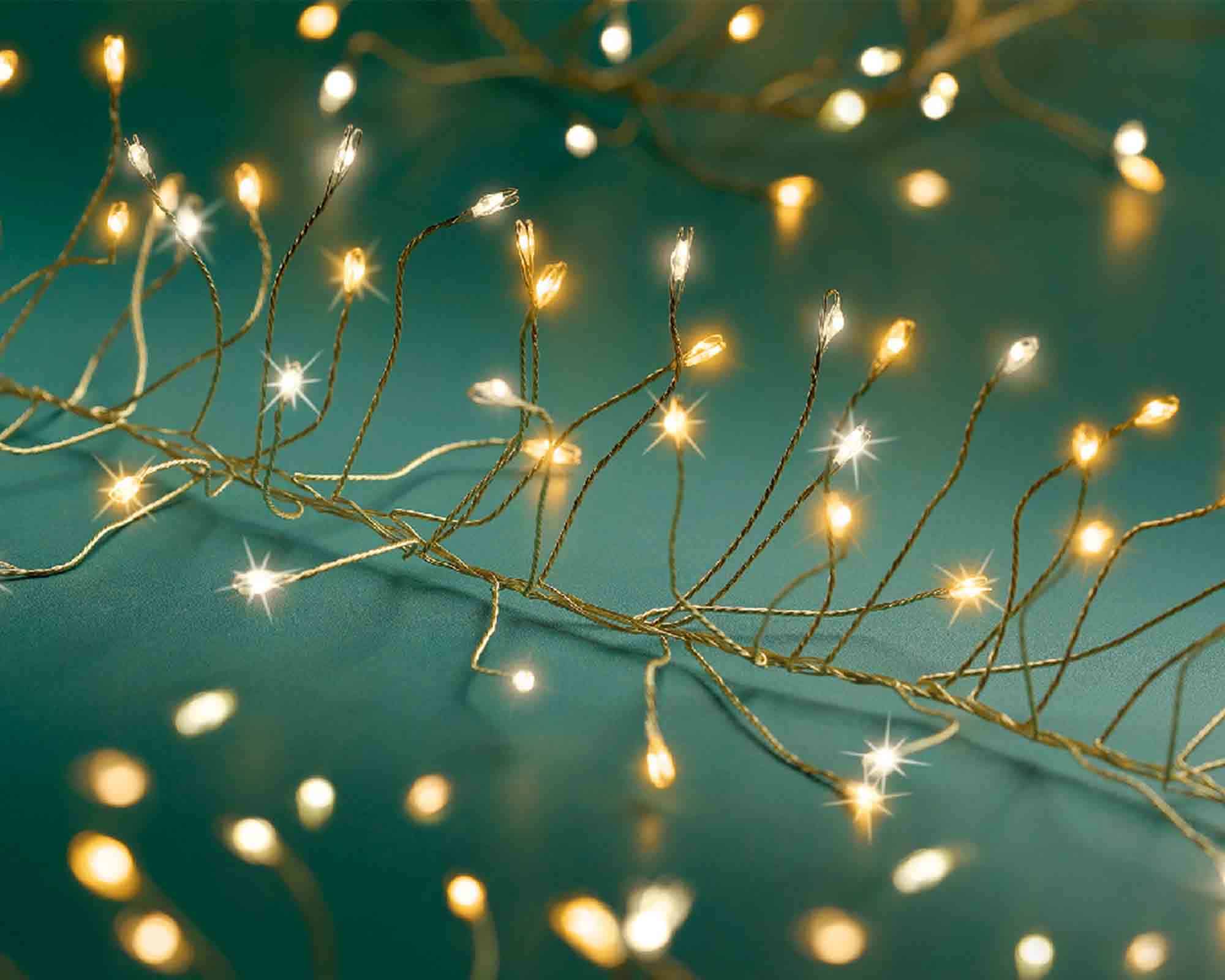 Catena Microled 960 Luci Calda Cavo Oro e Bianco 600cm in PVC - immagine 3