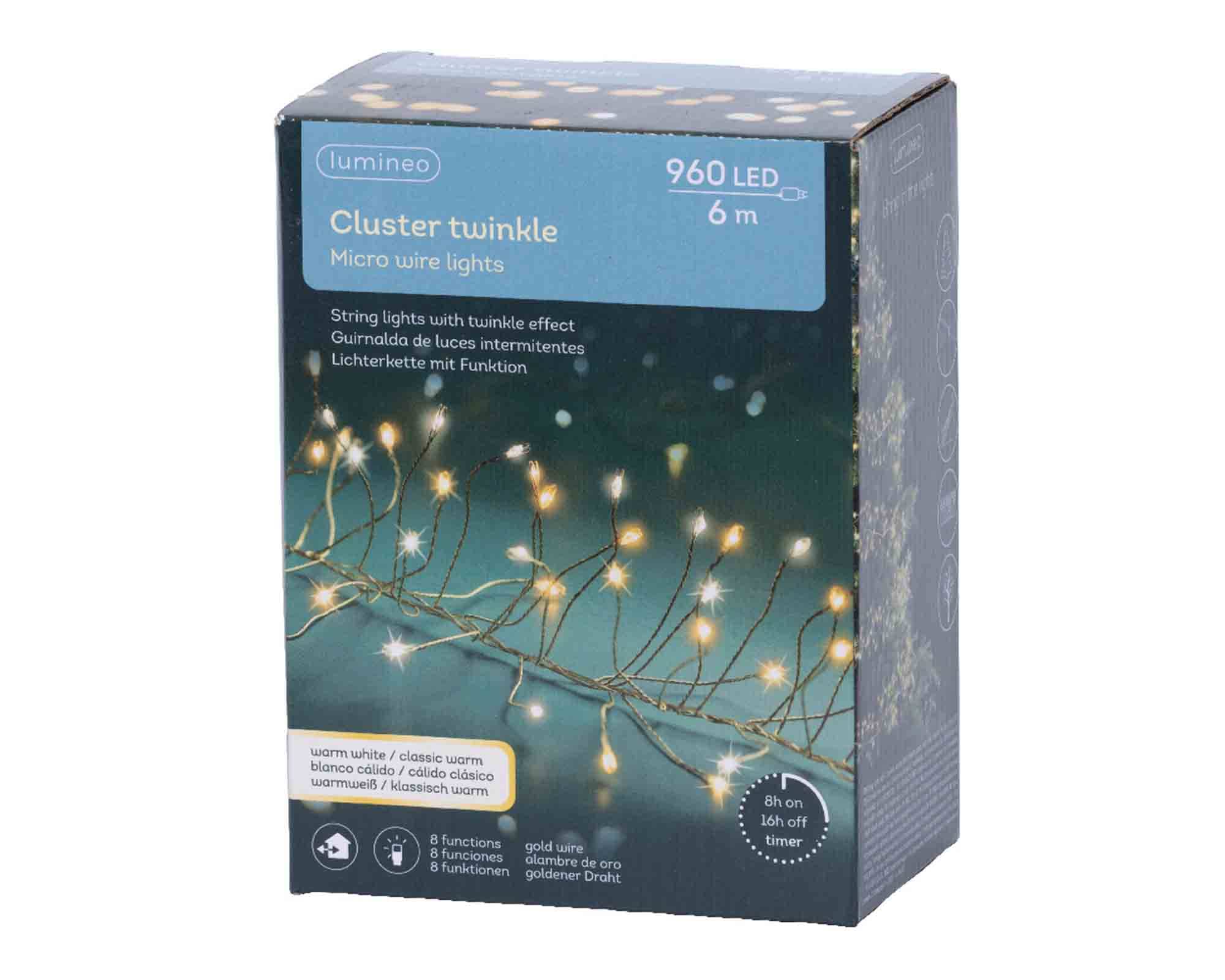 Catena Microled 960 Luci Calda Cavo Oro e Bianco 600cm in PVC - immagine 5