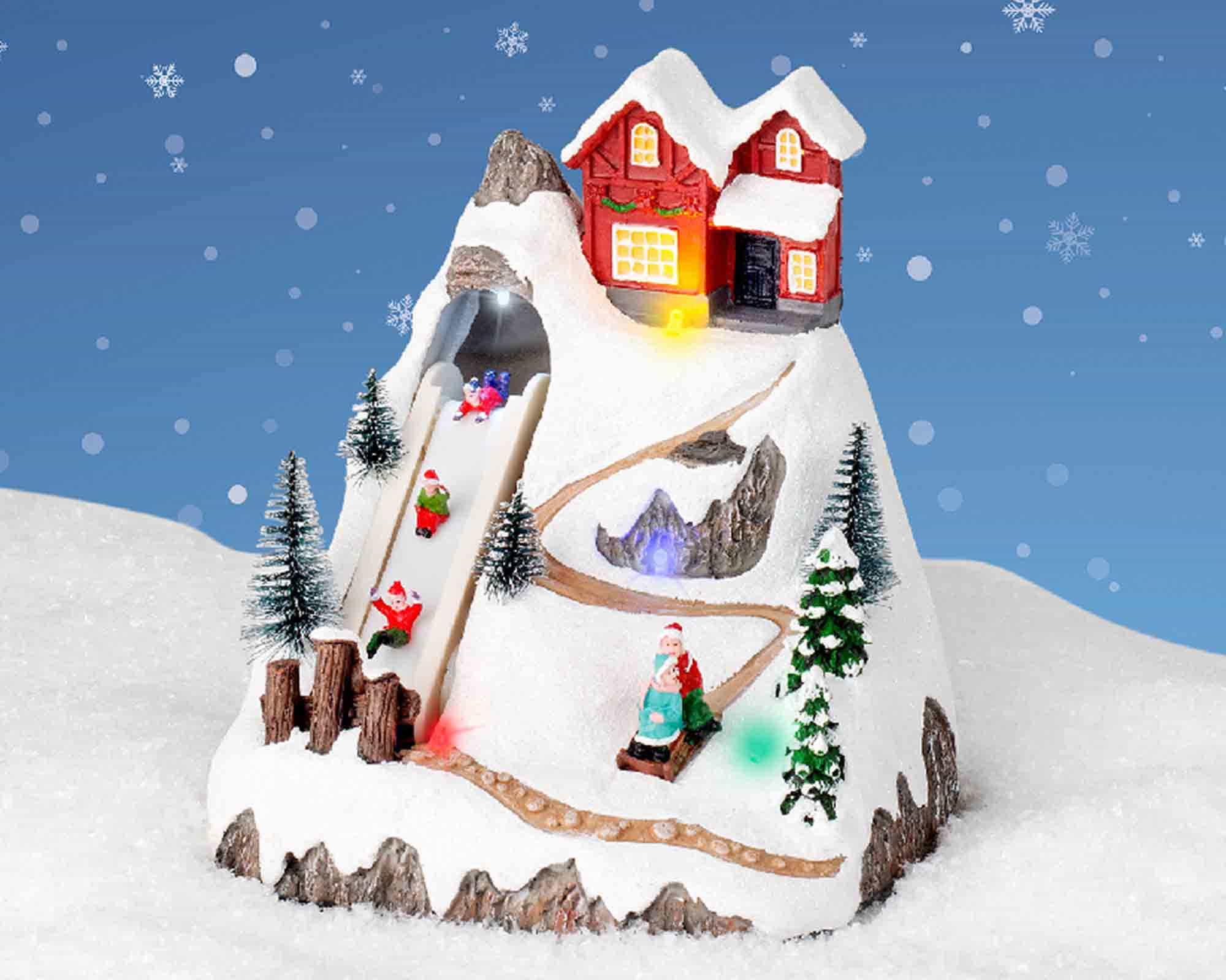 Villaggio Nordico in Movimento con Pista da Scii e Led in Resina - immagine 3