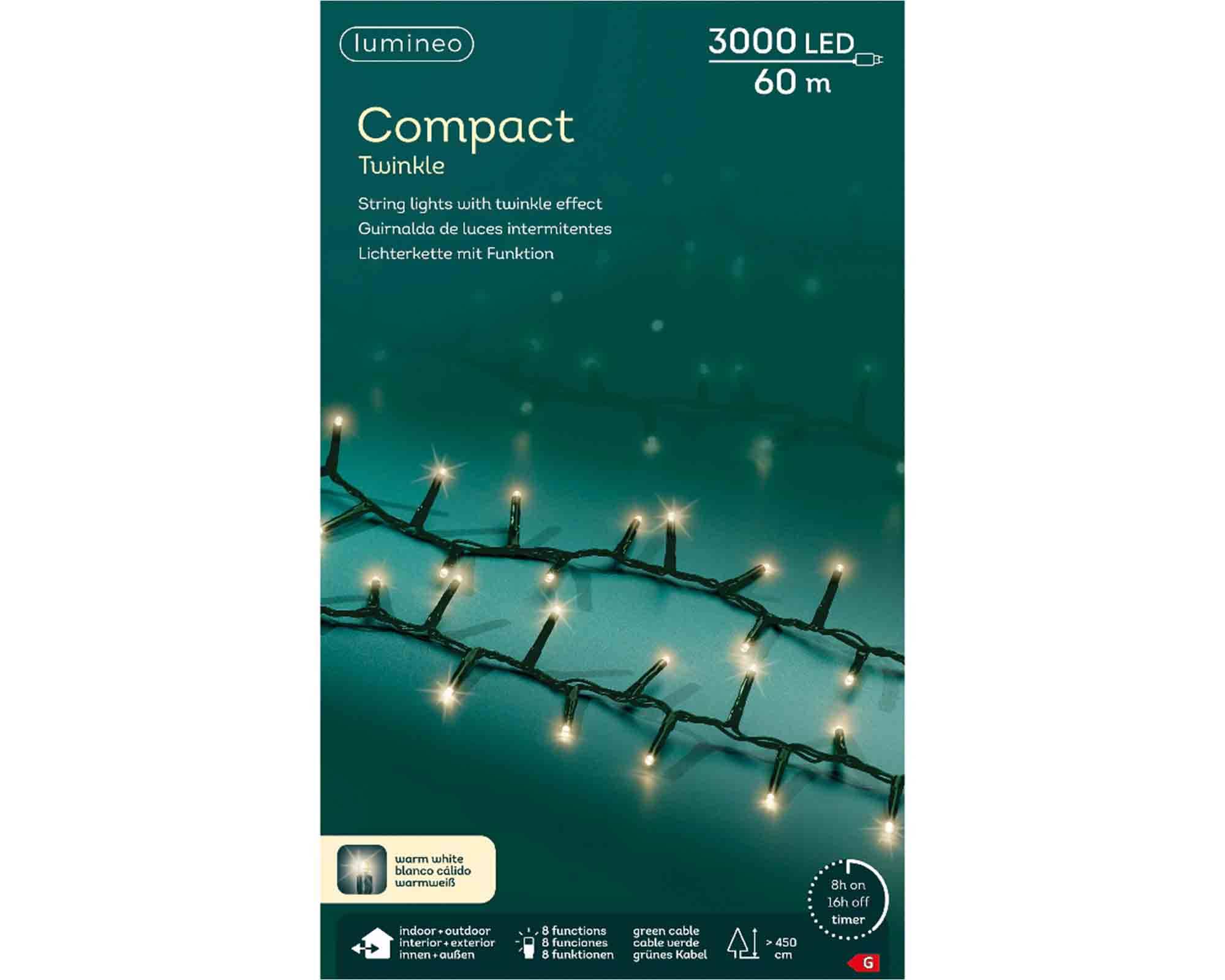 Catena Luci 3000 LED per Interno ed Esterno Cavo Verde e Bianco 6000cm in PVC - immagine 5