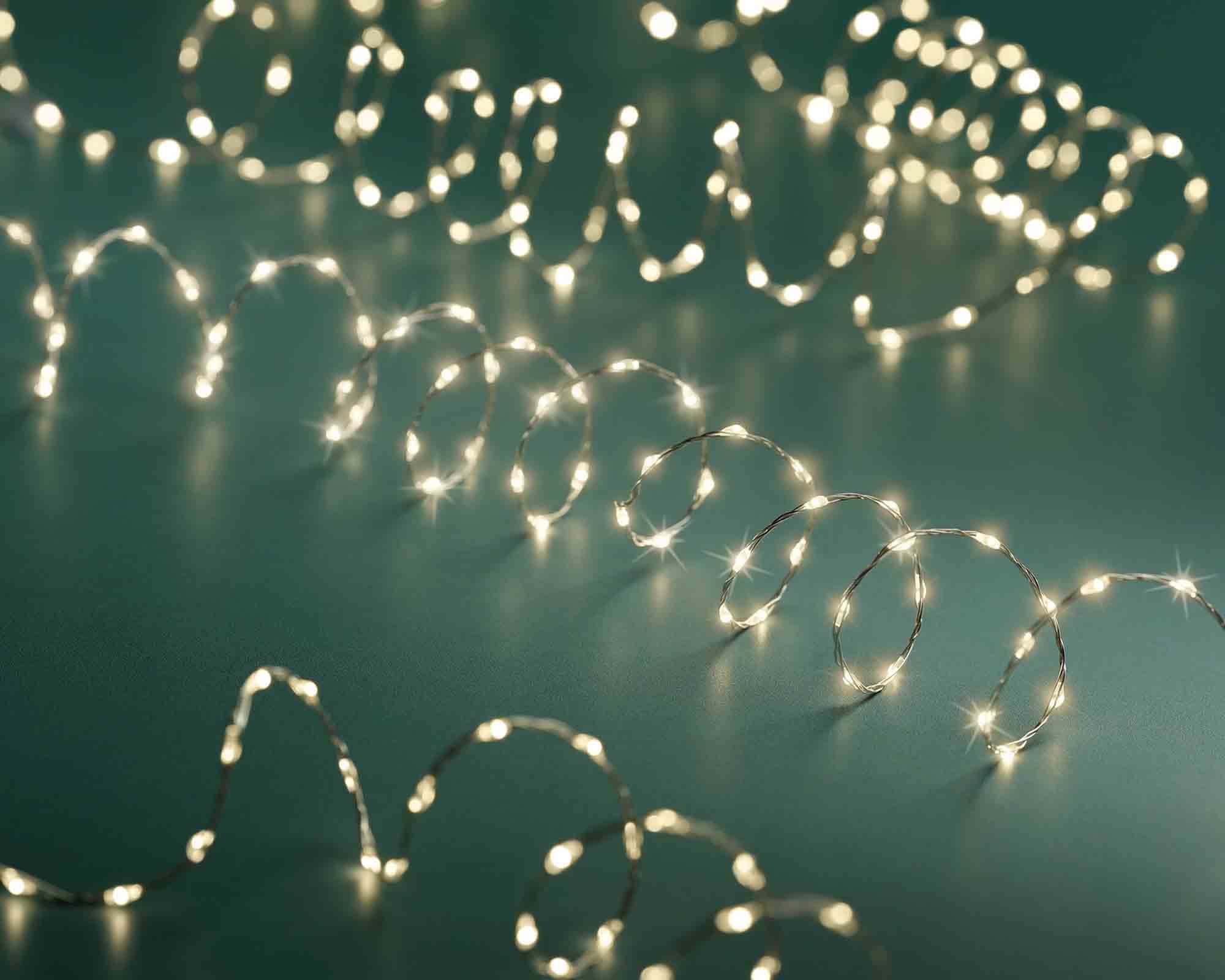 Catena Luci 378 Microled per Interno ed Esterno Cavo Bianco Luce Calda 600cm - immagine 4