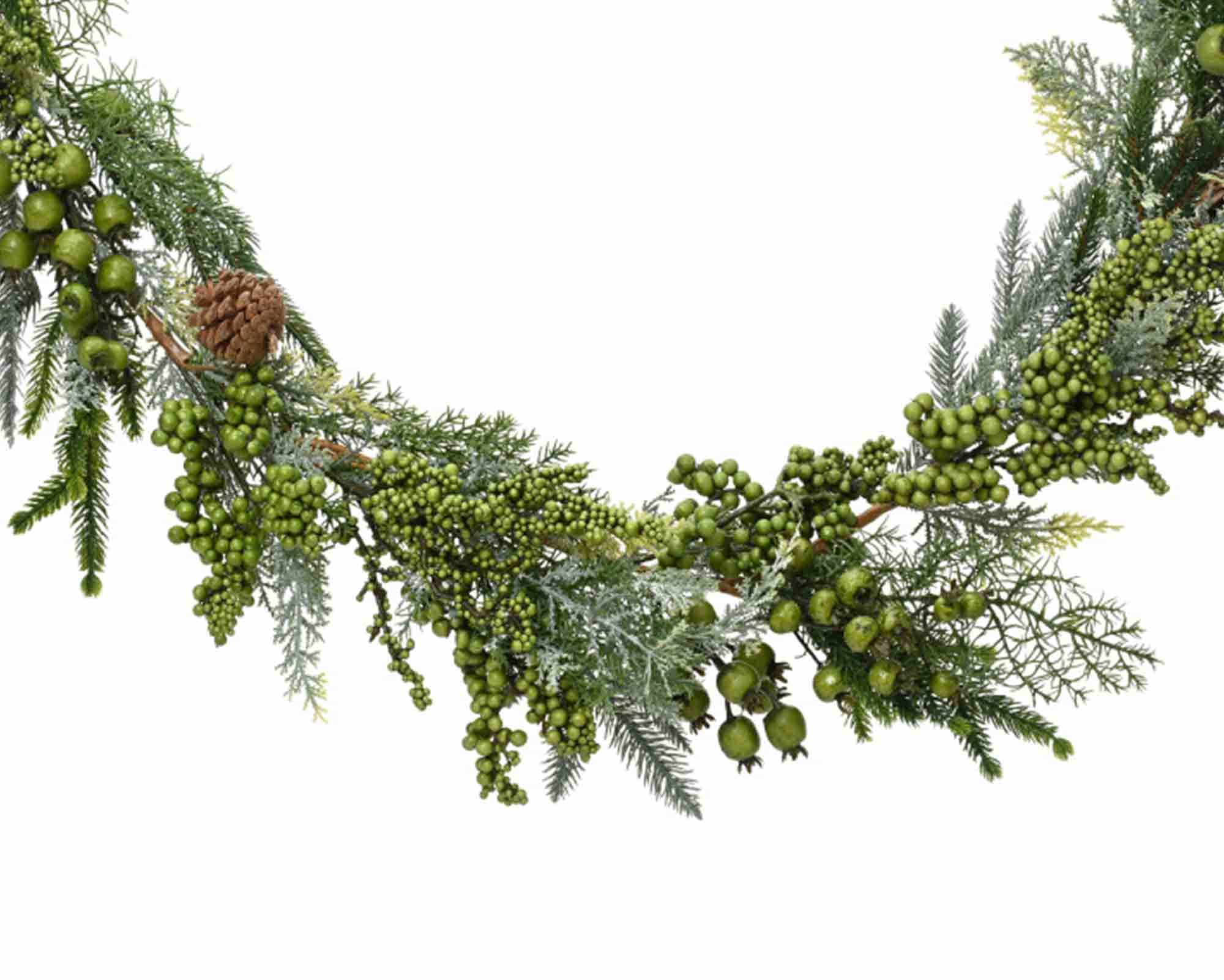 Decorazione Festone con Bacche e Pigne 180x15x10cm in PVC - immagine 2