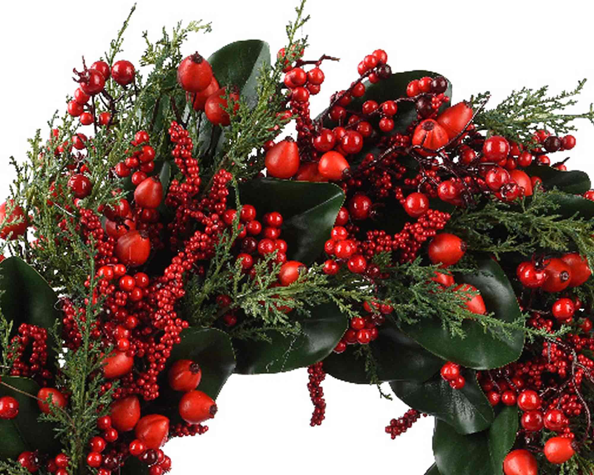 Decorazione Ghirlanda con Frutti di Bosco Verde e Rosso D60x14cm in PVC - immagine 2