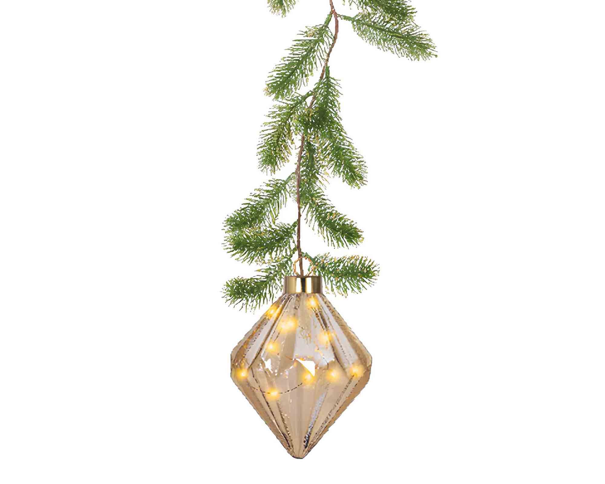 Sfera Luci Microled Rombo con Tralcio Ambra e Bianco D16x20cm - immagine 2