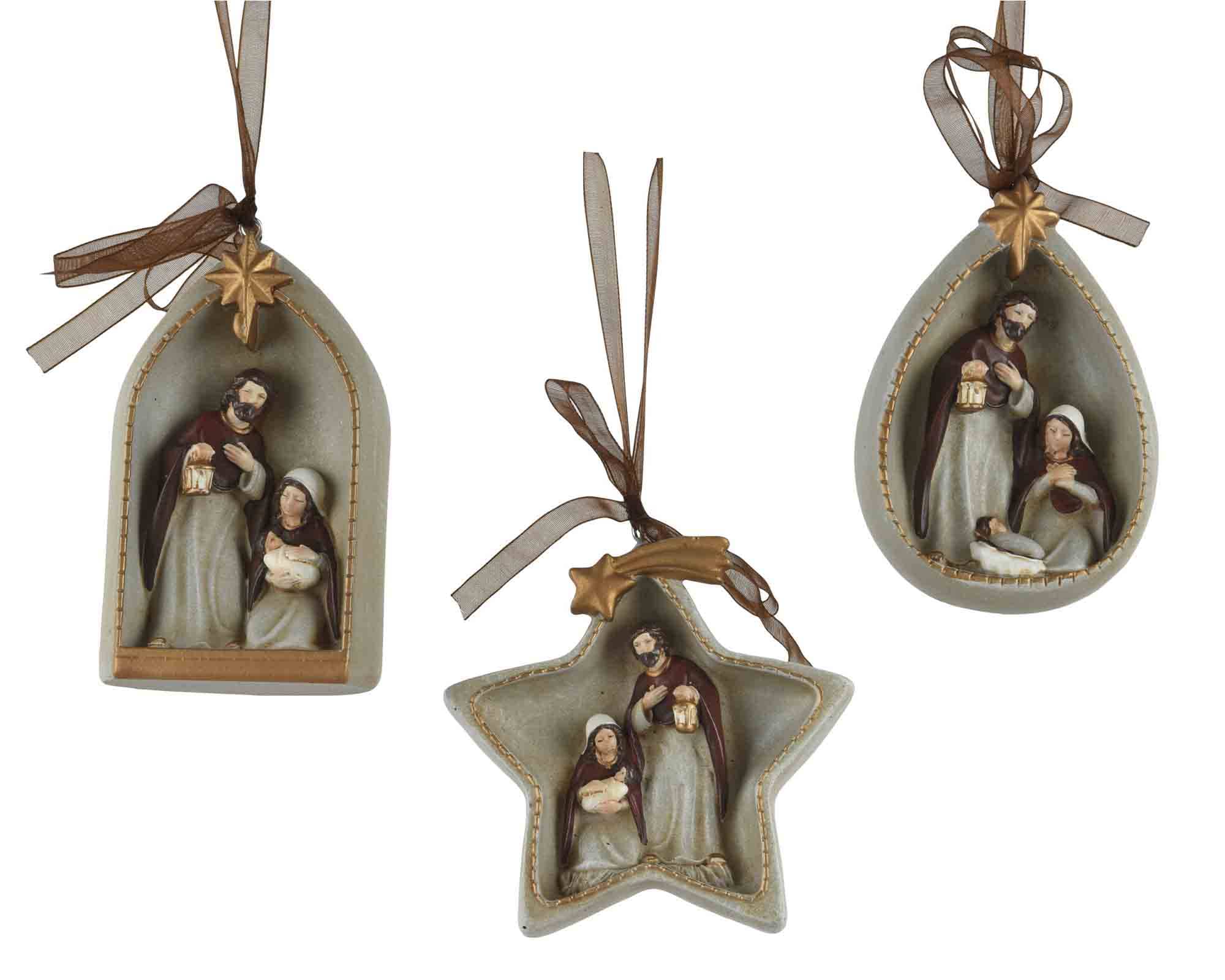 Pendente con Natività Dorato Assortiti 3,5x10x10cm in Resina