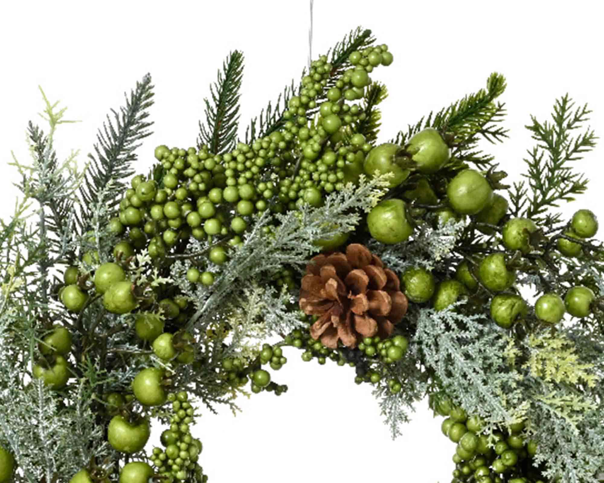 Decorazione Ghirlanda con Pigne e Bacche D40x12cm in PVC - immagine 2