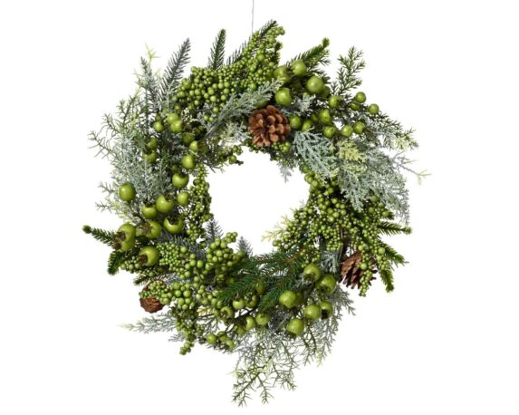 Decorazione Ghirlanda con Pigne e Bacche D40x12cm in PVC