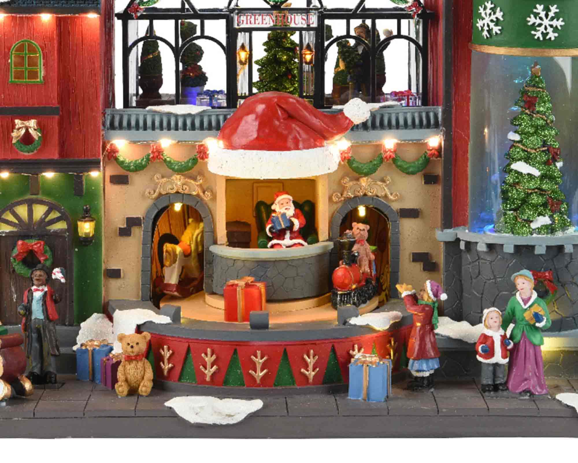 Villaggio Nordico in Movimento con Green House e Led Multicolore in Resina - immagine 2