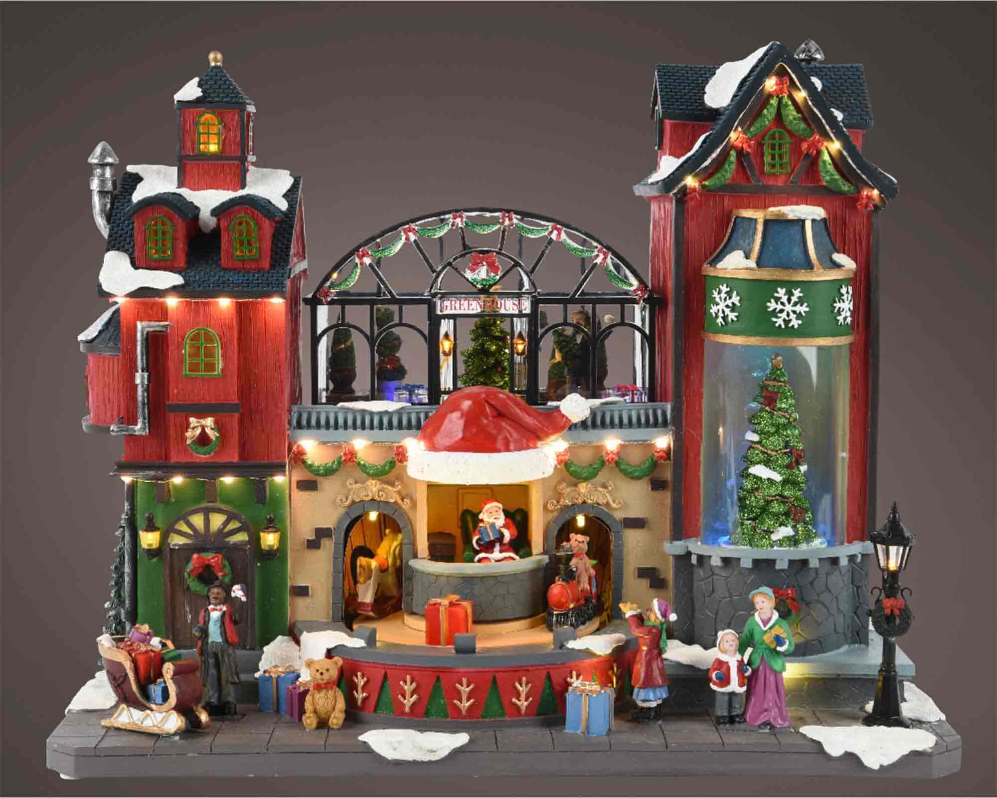 Villaggio Nordico in Movimento con Green House e Led Multicolore in Resina - immagine 3