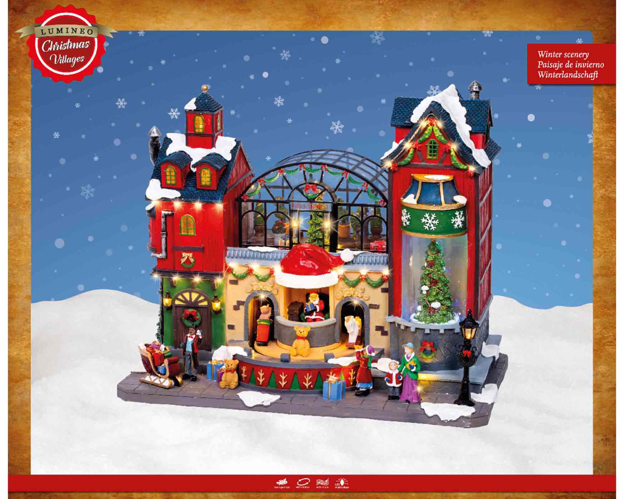 Villaggio Nordico in Movimento con Green House e Led Multicolore in Resina - immagine 4