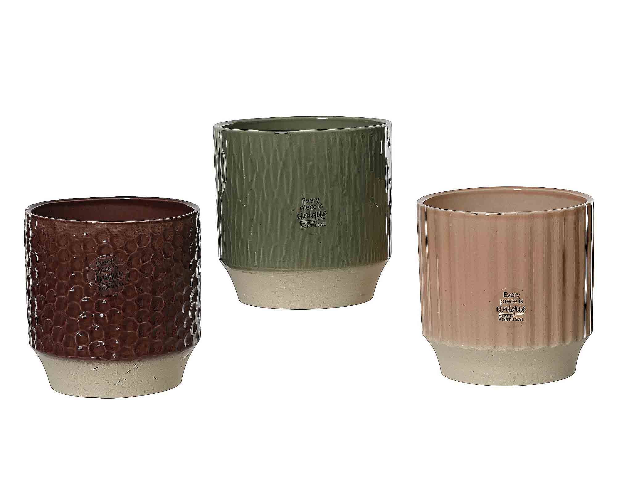 Cachepot Rigato Semplice e Pratico Assortiti D13x13cm in Ceramica