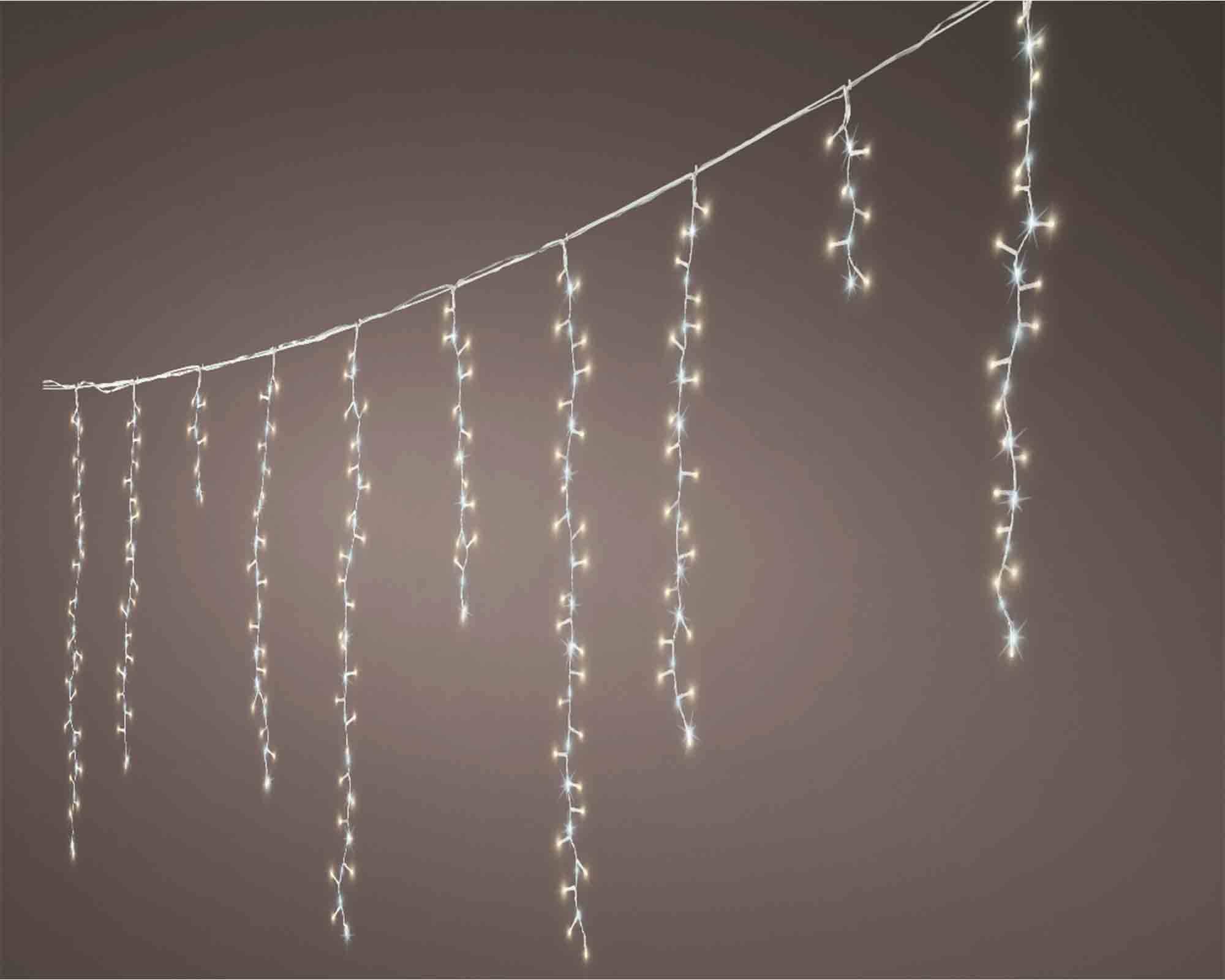 Tenda Luminosa 708 LED Effetto Neve Cavo Trasparente con Luce Calda 600cm - immagine 2