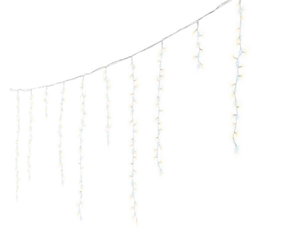 Tenda Luminosa 708 LED Effetto Neve Cavo Trasparente con Luce Calda 600cm