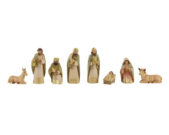 Set 8 Pz Statuette della Natività Colore Naturale 4x3x9cm in Poliresina