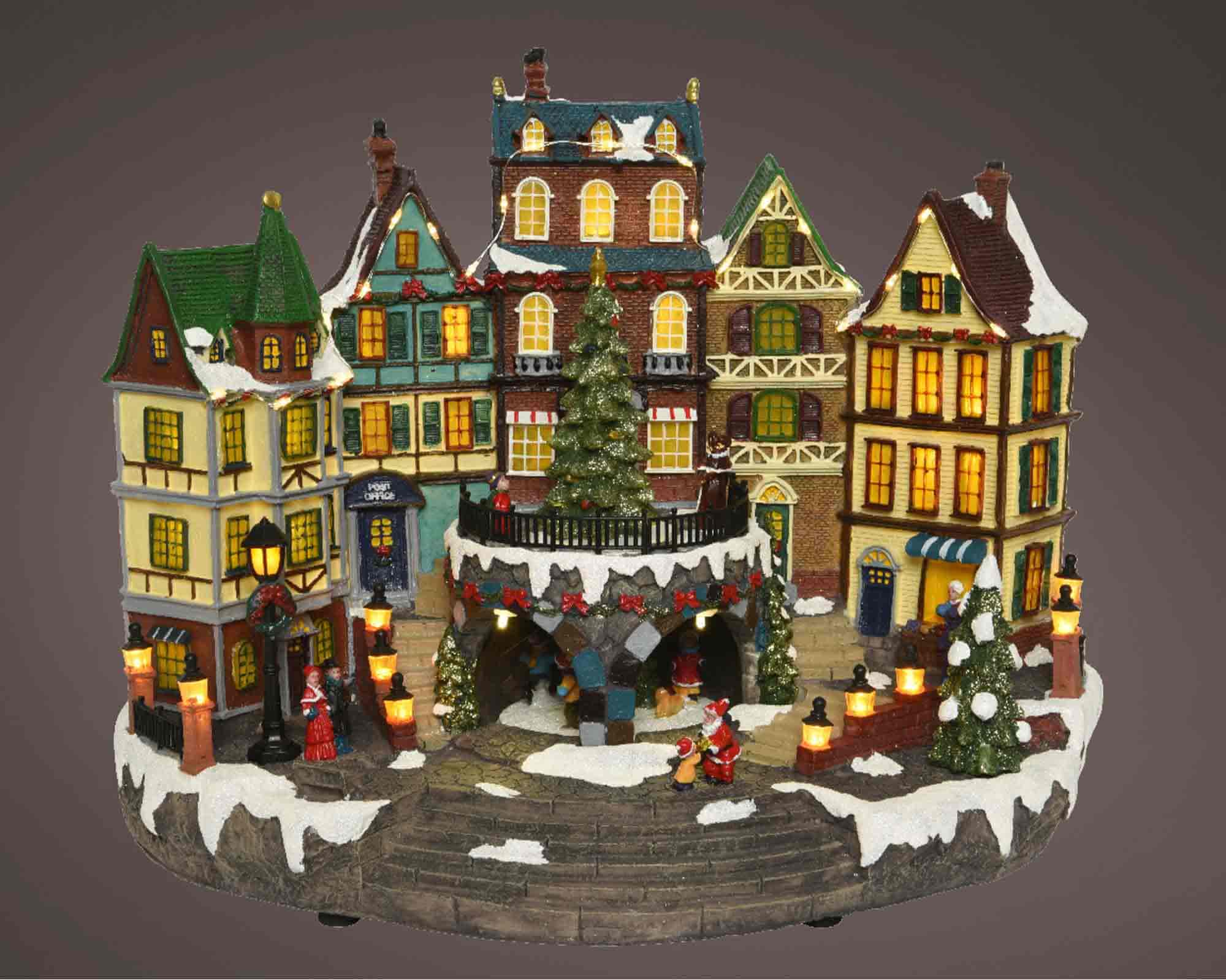 Villaggio Nordico in Movimento con Piazza Natalizia e Led Multicolore in Resina - immagine 3