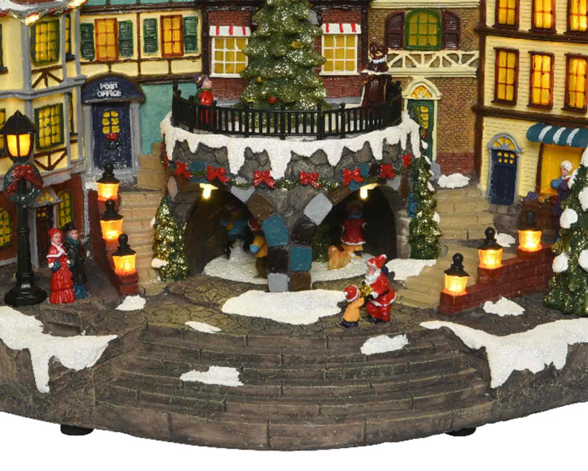 Villaggio Nordico in Movimento con Piazza Natalizia e Led Multicolore in Resina - immagine 2