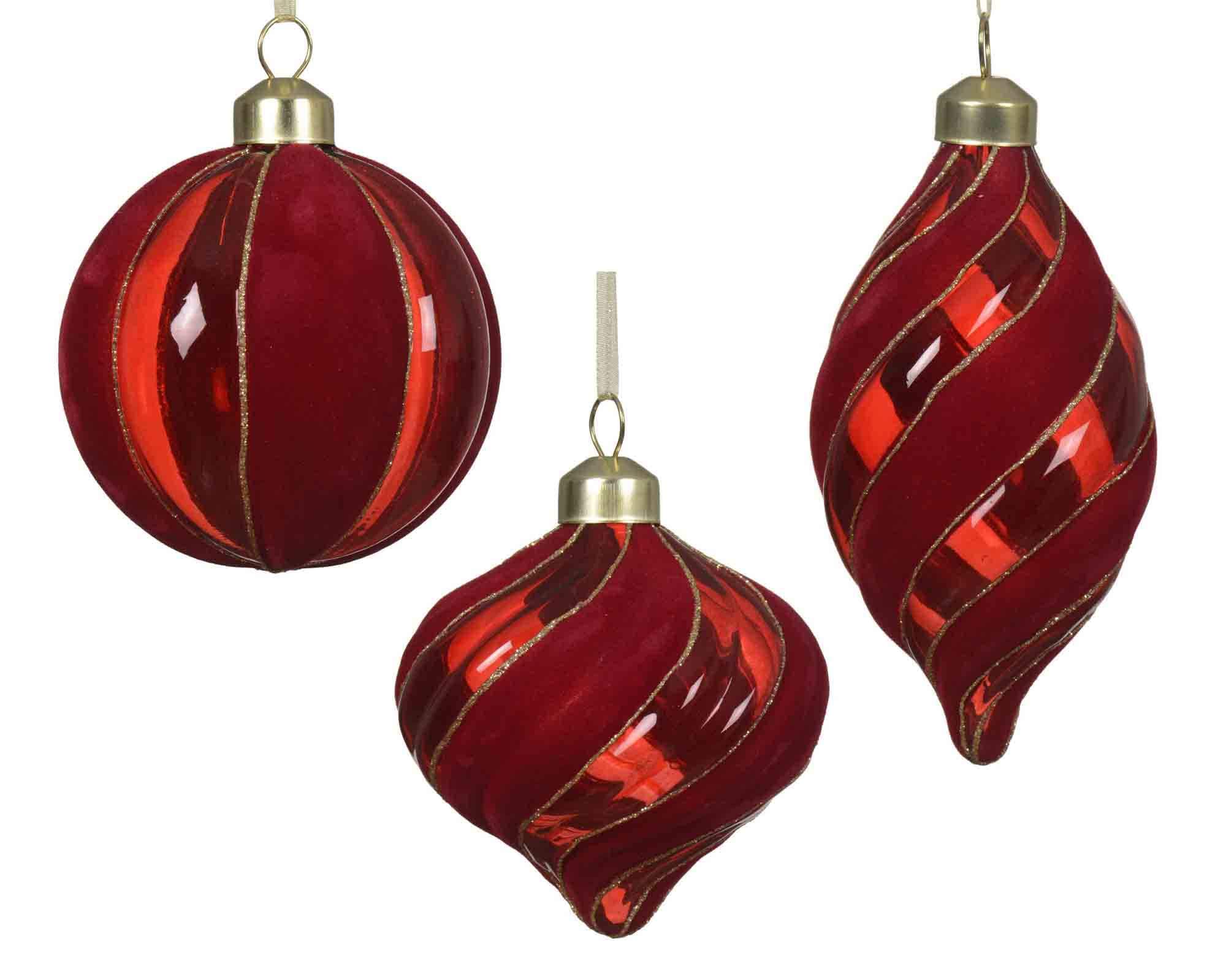 Sfera di Natale Rosso Assortito D8cm in Vetro