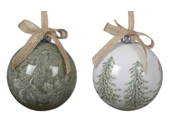 Sfera Bianco o Verde con Albero di Natale Decorativo Assortito D8x8x9cm in Polischiuma