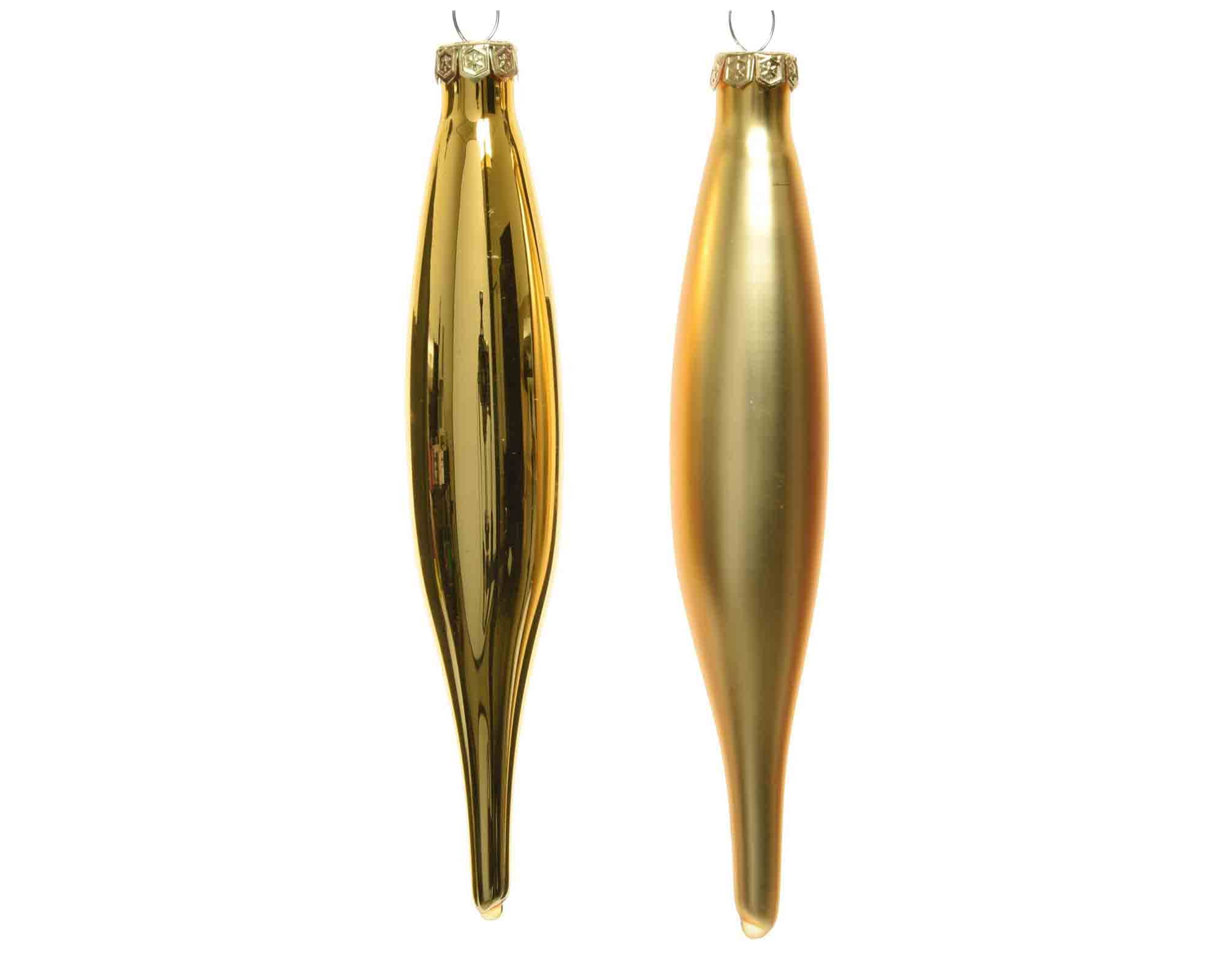 Set 6 Pz Pendenti Icicle Dorato D3x15cm in Vetro - immagine 2