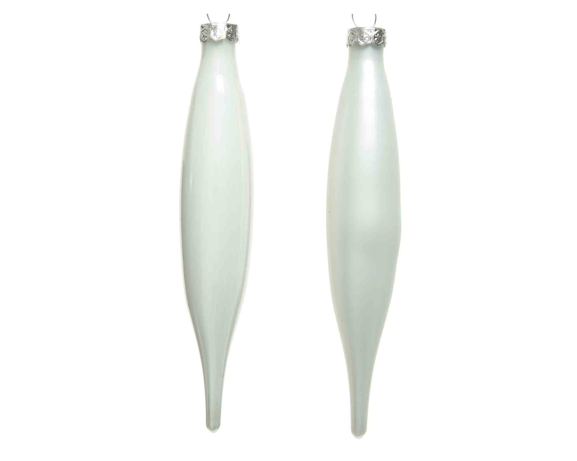 Set 6 Pz Pendenti Icicle Bianco Neve D3x15cm in Vetro - immagine 2