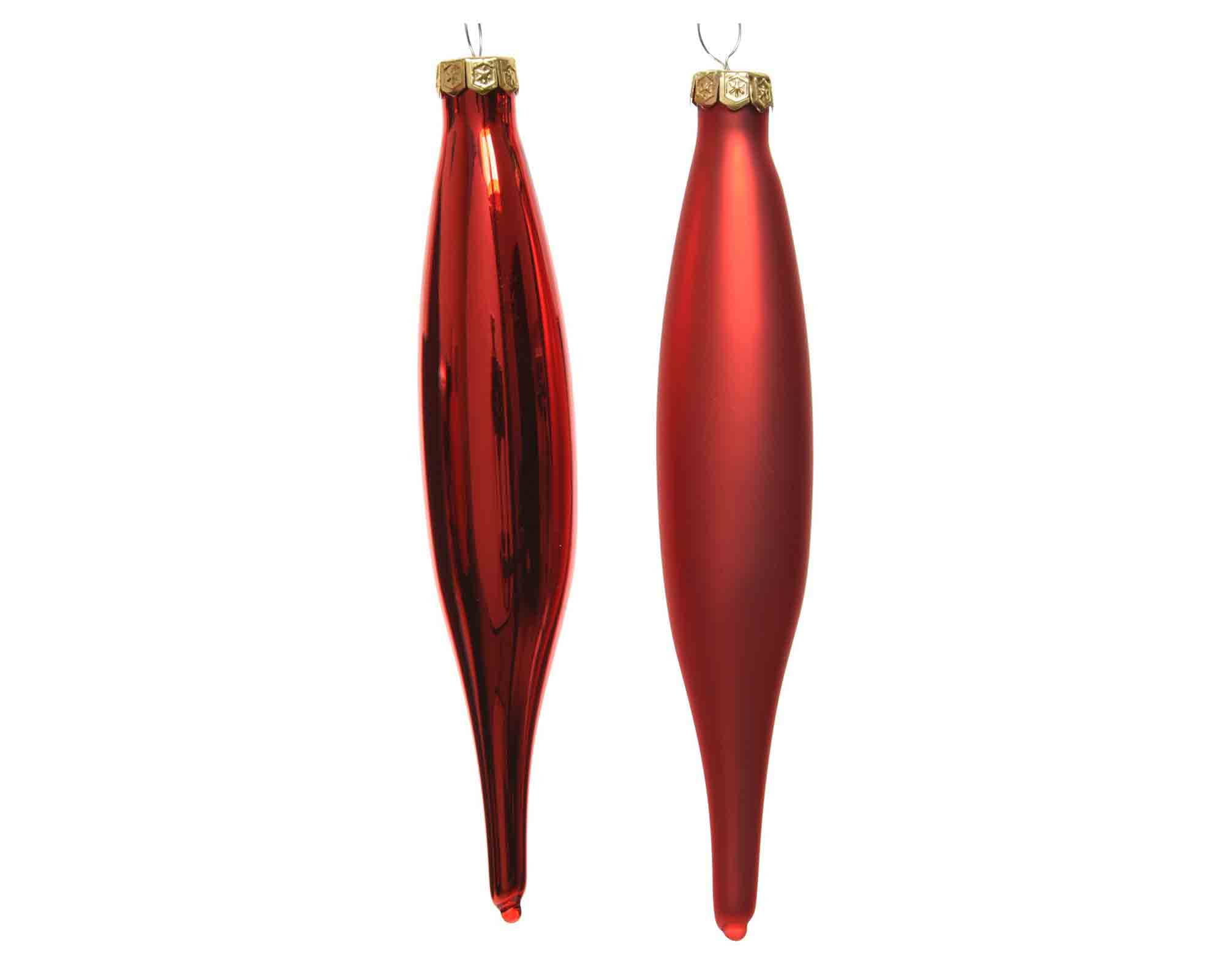Set 6 Pz Pendenti Icicle Rosso D3x15cm in Vetro - immagine 2