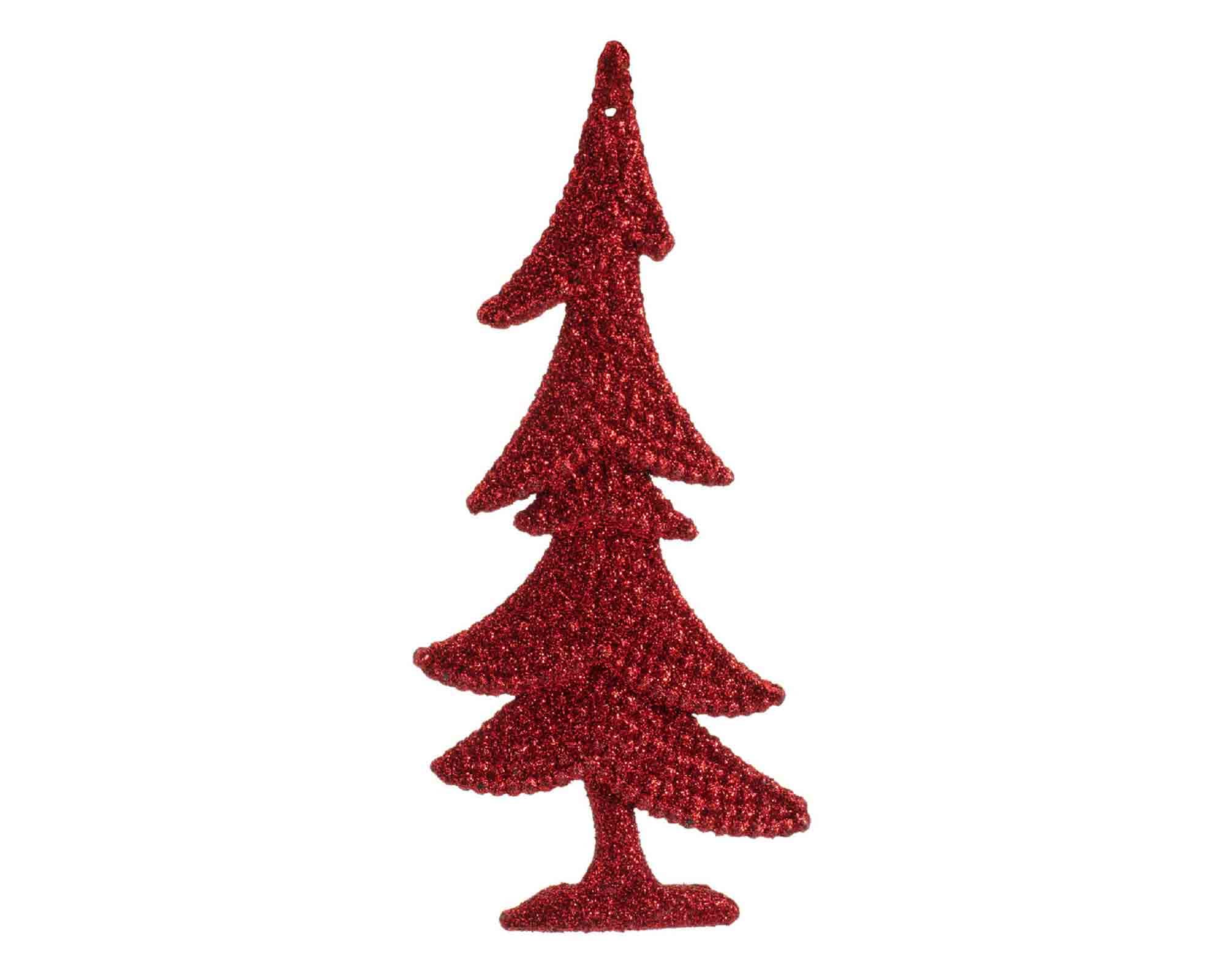 Pendente Glitterato Stella, Albero o Fiocco di Neve Rosso Assortito 10x10cm in Plastica - immagine 9