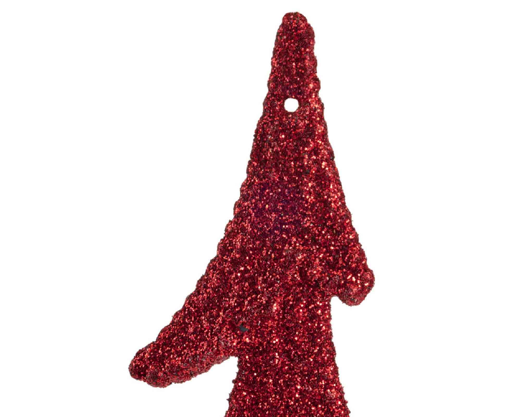 Pendente Glitterato Stella, Albero o Fiocco di Neve Rosso Assortito 10x10cm in Plastica - immagine 8
