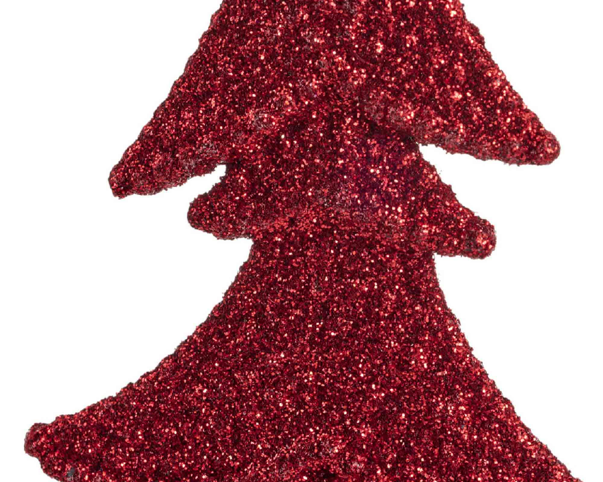 Pendente Glitterato Stella, Albero o Fiocco di Neve Rosso Assortito 10x10cm in Plastica - immagine 7