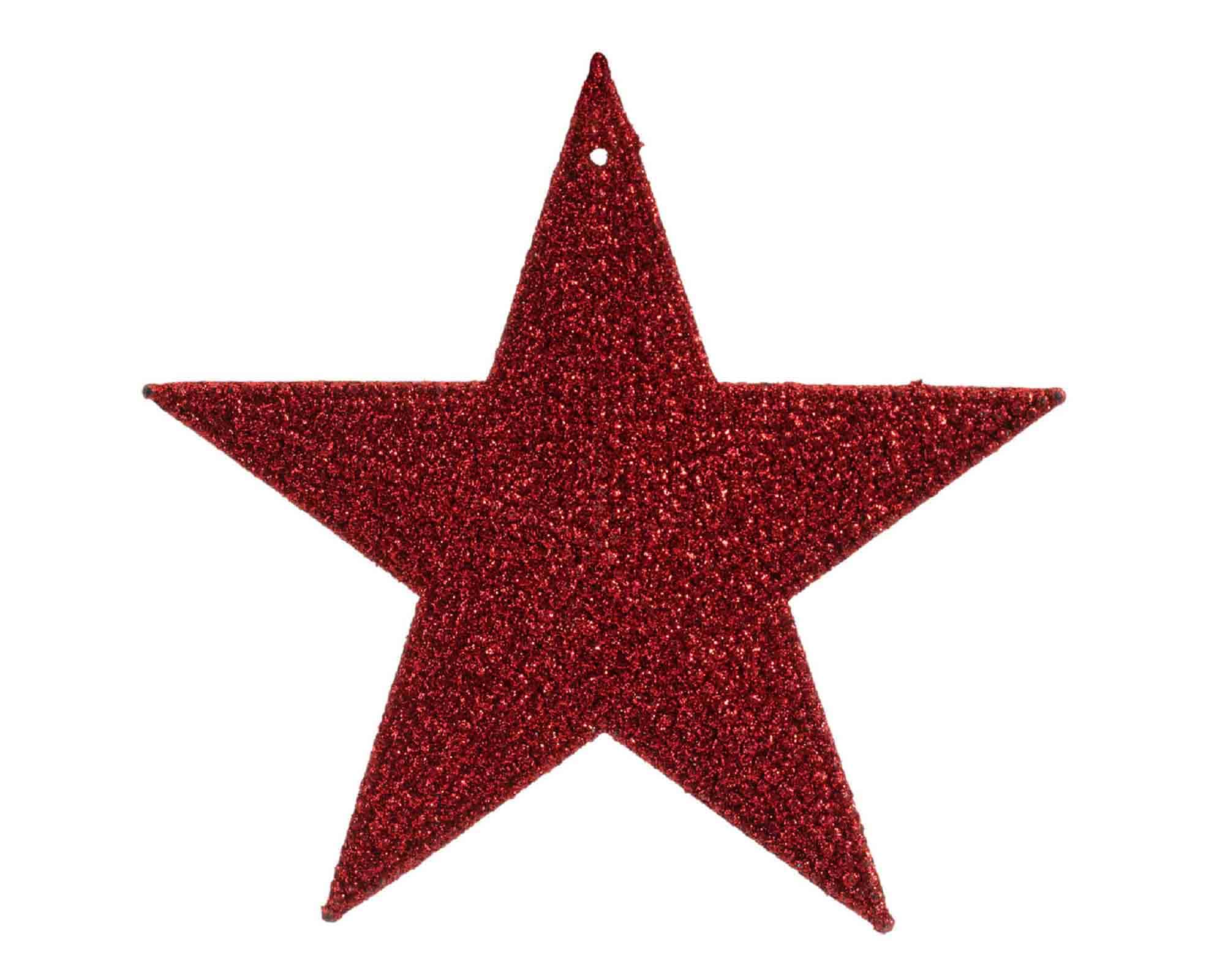 Pendente Glitterato Stella, Albero o Fiocco di Neve Rosso Assortito 10x10cm in Plastica - immagine 3