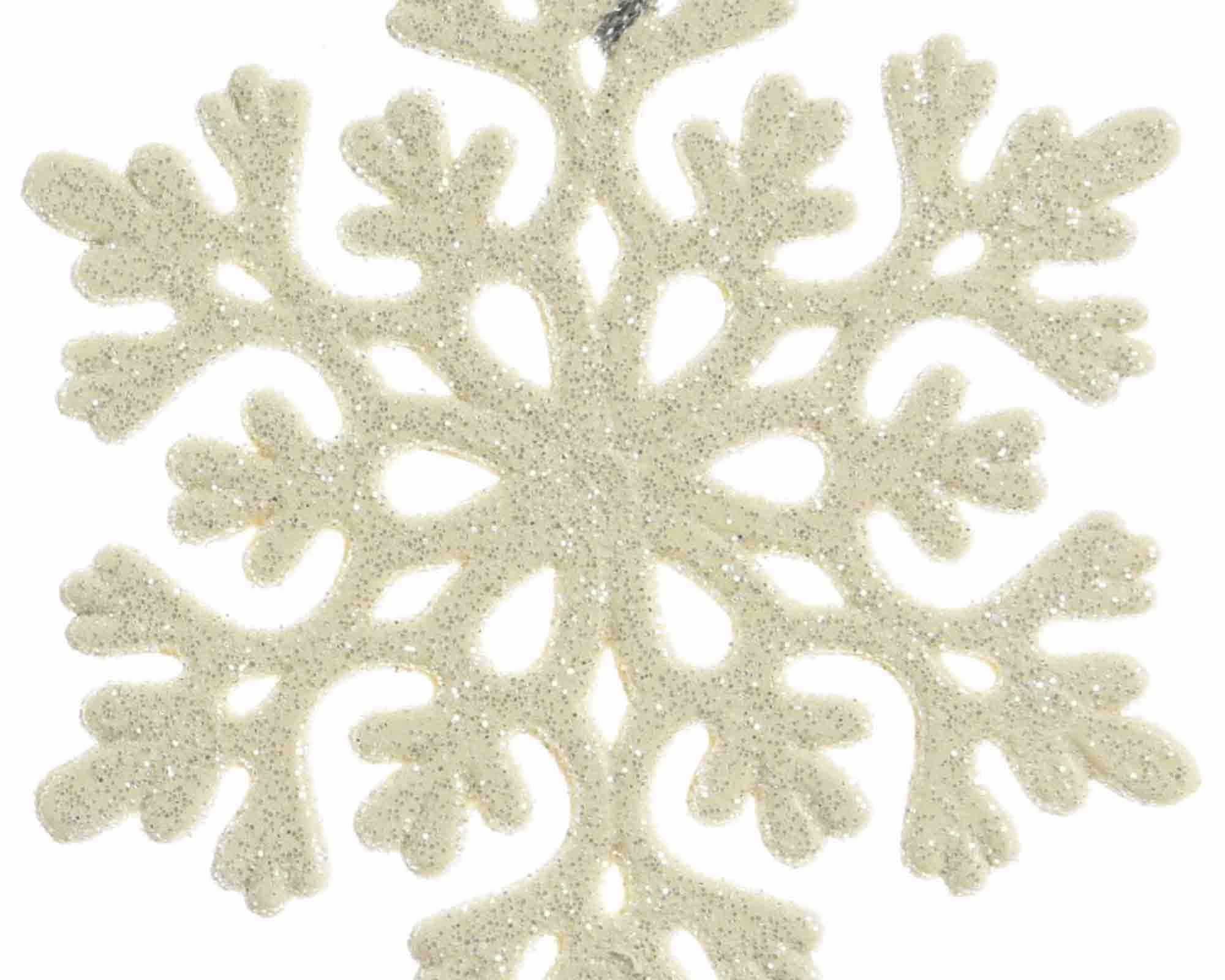 Pendente Glitterato Stella, Albero o Fiocco di Neve Bianco Assortito 10x10cm in Plastica - immagine 2