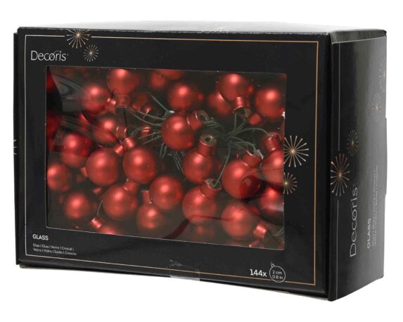 Set 144 Pz Sfere Rosso Opaco D2cm in Vetro