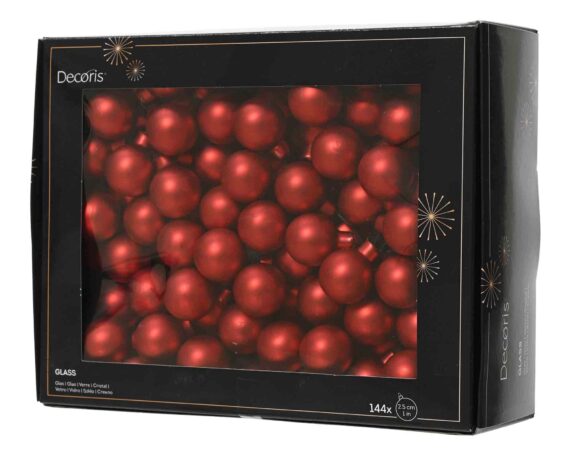 Set 144 Pz Sfere Rosso Opaco D2,5cm in Vetro