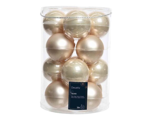 Set 16 Pz Sfere Perla Smaltato Assortito D8cm in Vetro