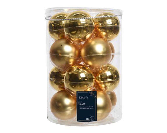 Set 16 Pz Sfere Marrone Smaltato Assortito D8cm in Vetro