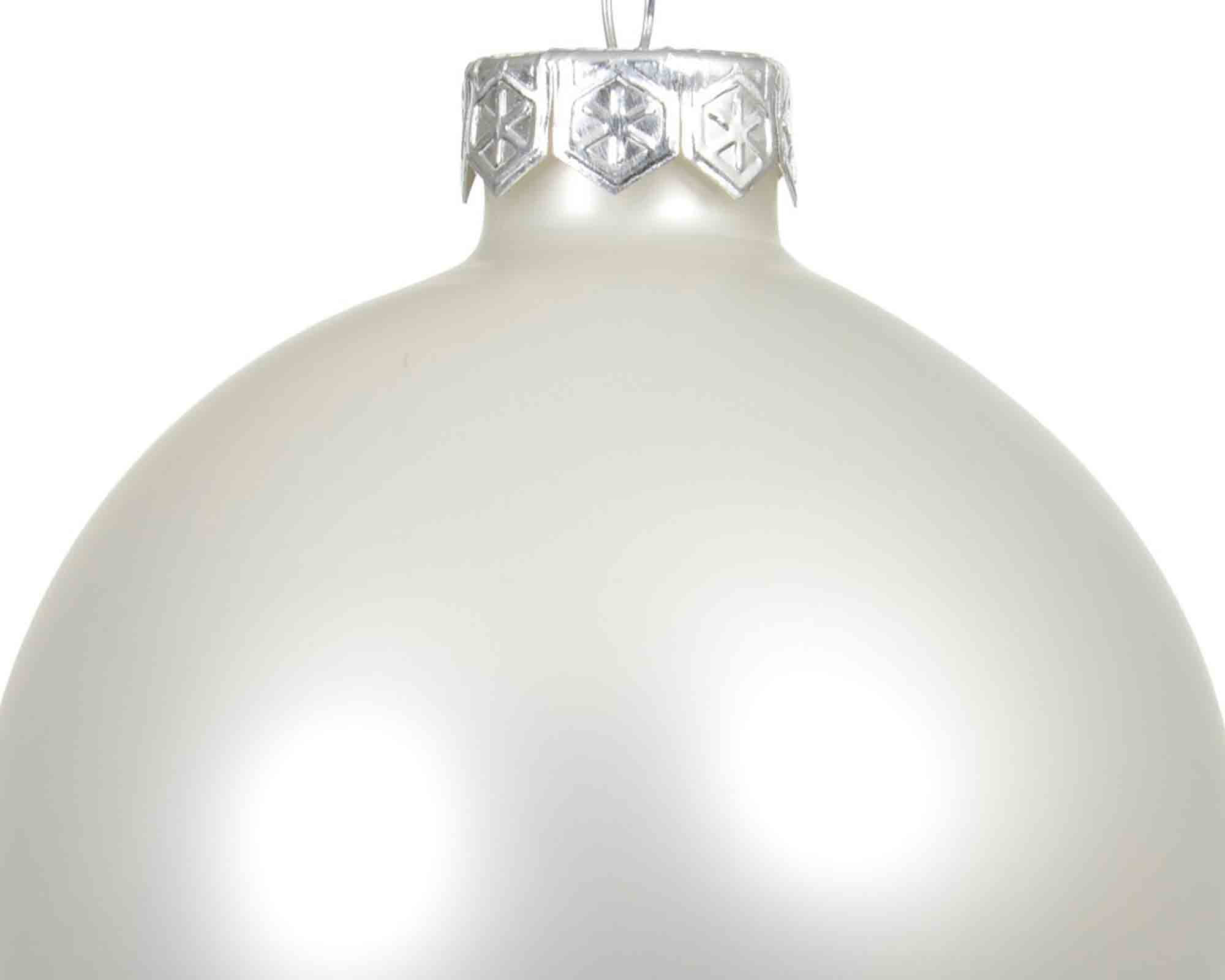 Set 16 Pz Sfere Bianco Smaltato Assortito D8cm in Vetro - immagine 3